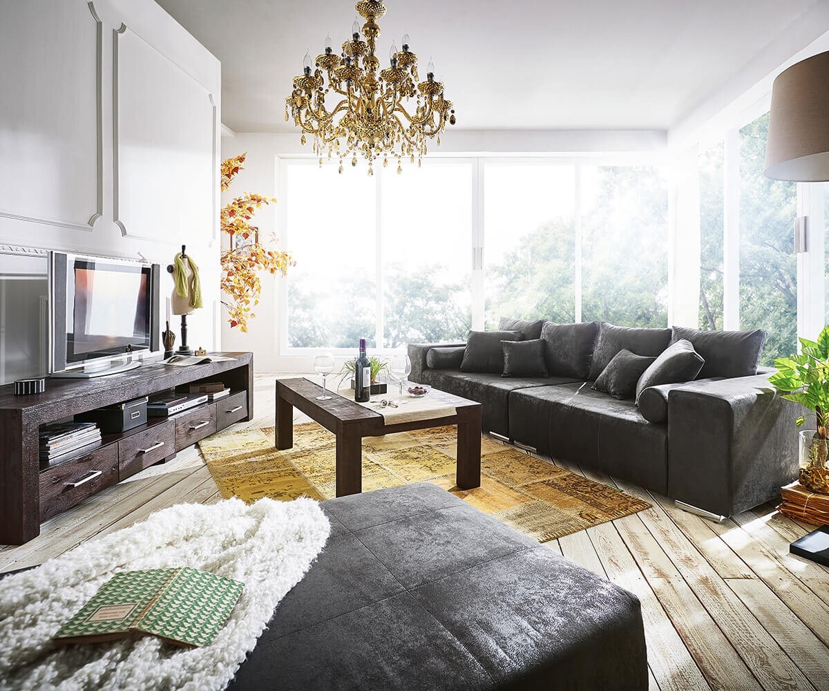 Grand Marbeya 285x115 cm anthracite tabouret aspect antique bigsofa 1