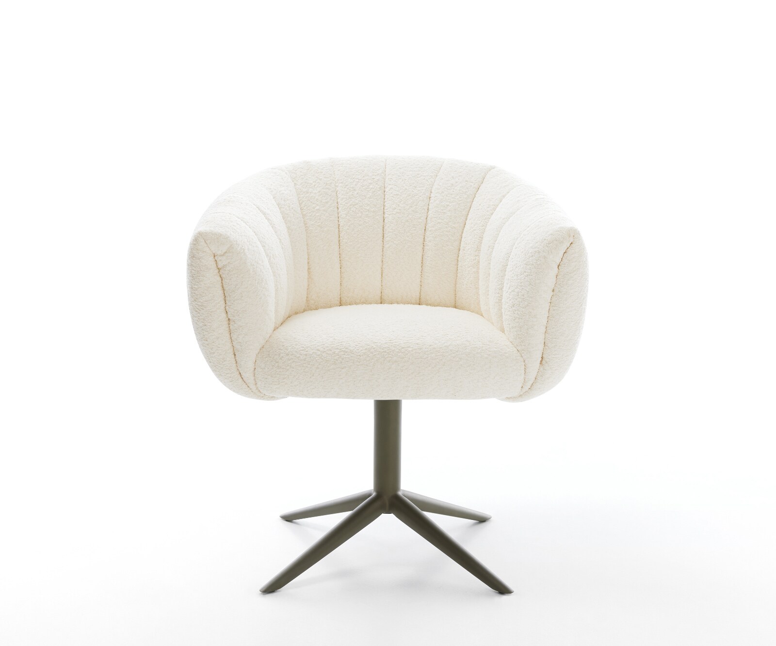 Drehstuhl Jada-Flex Bouclé Weiß Fußkreuz Effektfinish Titan 360° drehbar Wippfunktion Taschenfederkern 1