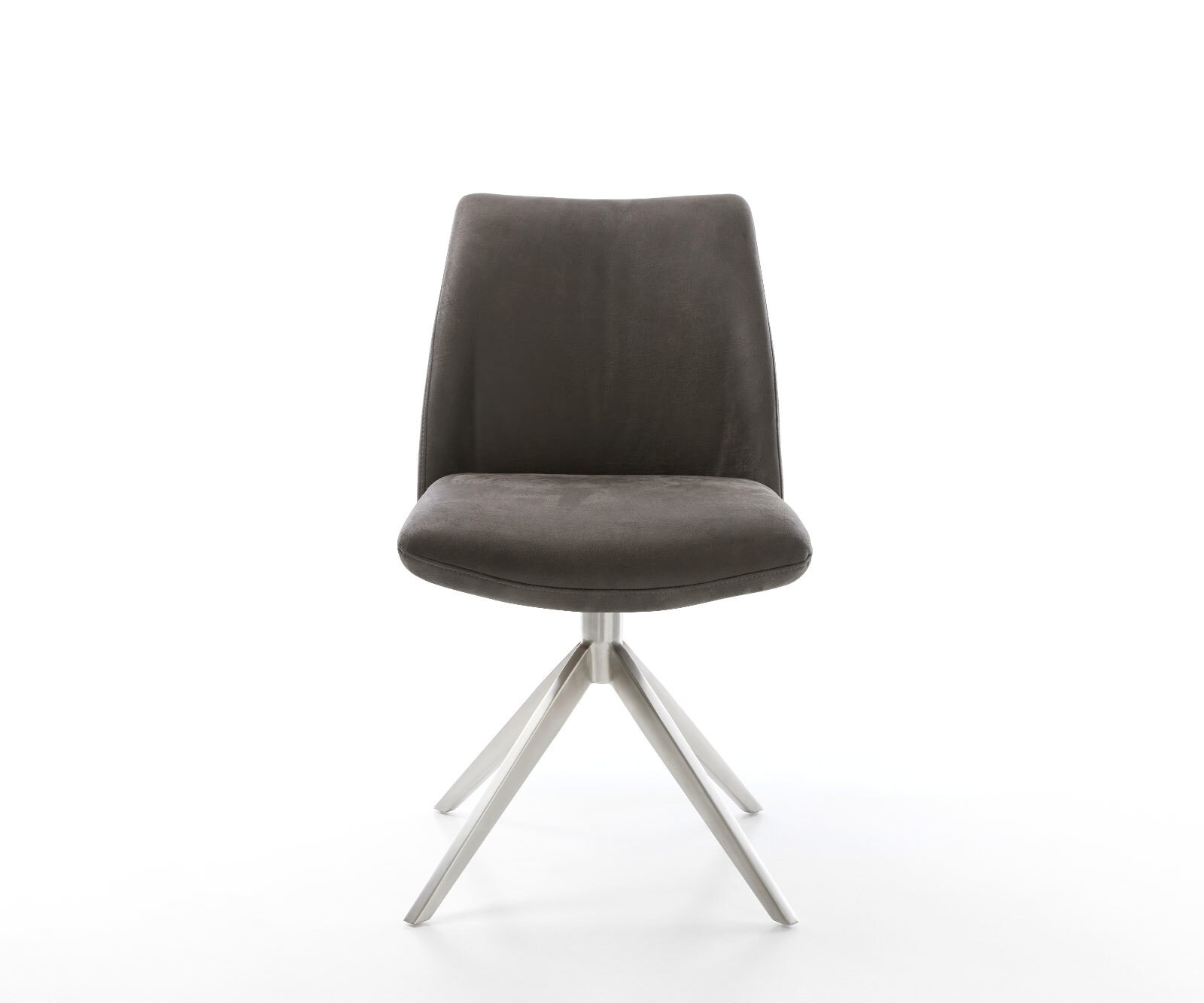 Chaise-pivotante Elso-Flex microvelours anthracite vintage pied croisé large acier inoxydable brossé pivotement sur 360° fonction bascule ressorts ensachés 2
