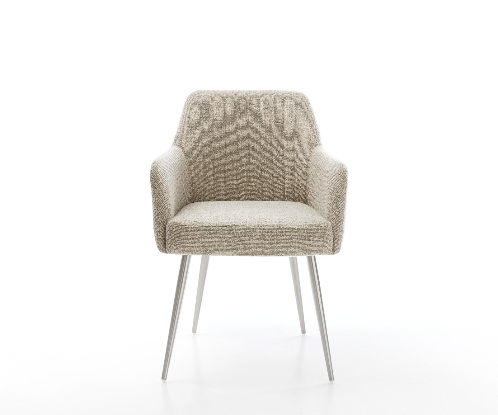Chaise-de-salle-à-manger Greg-Flex tissu tissé doux beige 4 pieds coniques acier inoxydable resorts ensachés 2