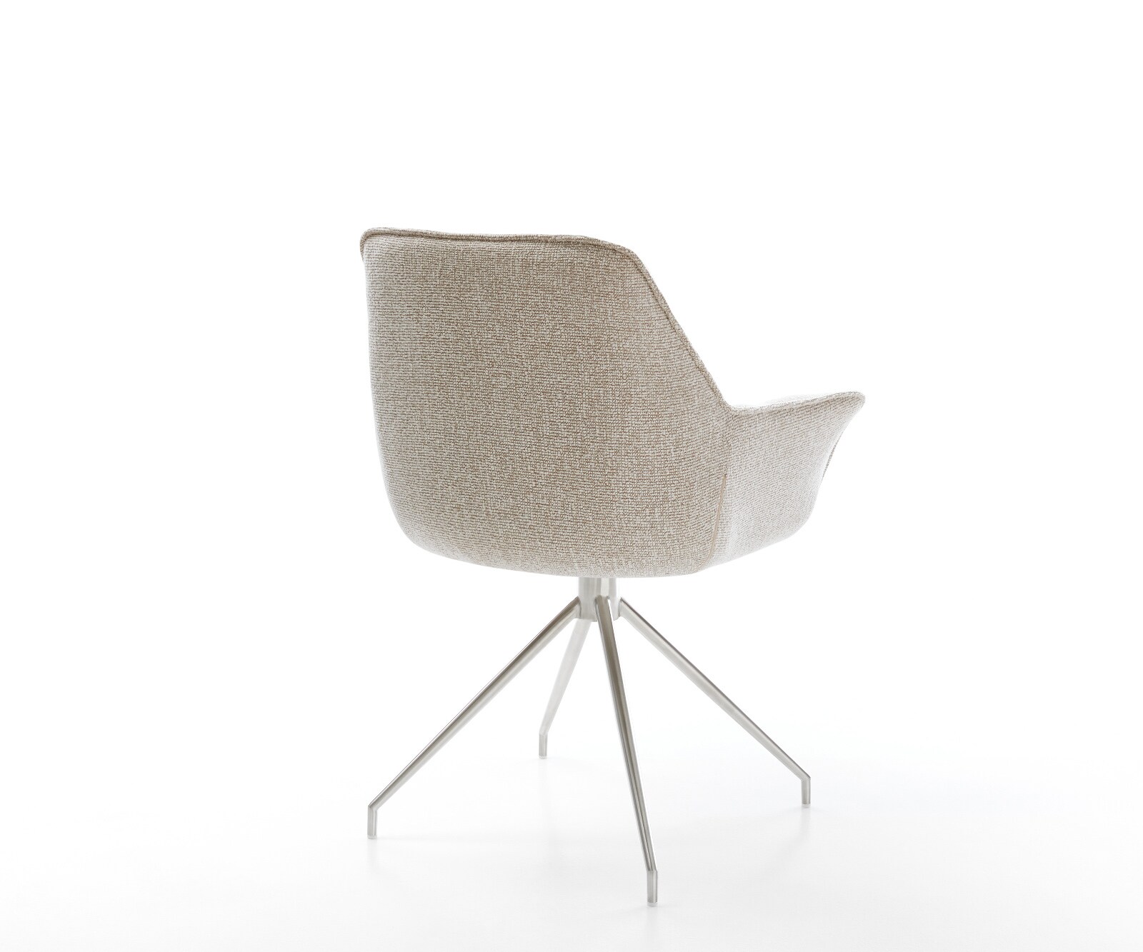 Esszimmerstuhl Kaira-Flex Webstoff Soft Beige Kreuzgestell konisch Edelstahl 4