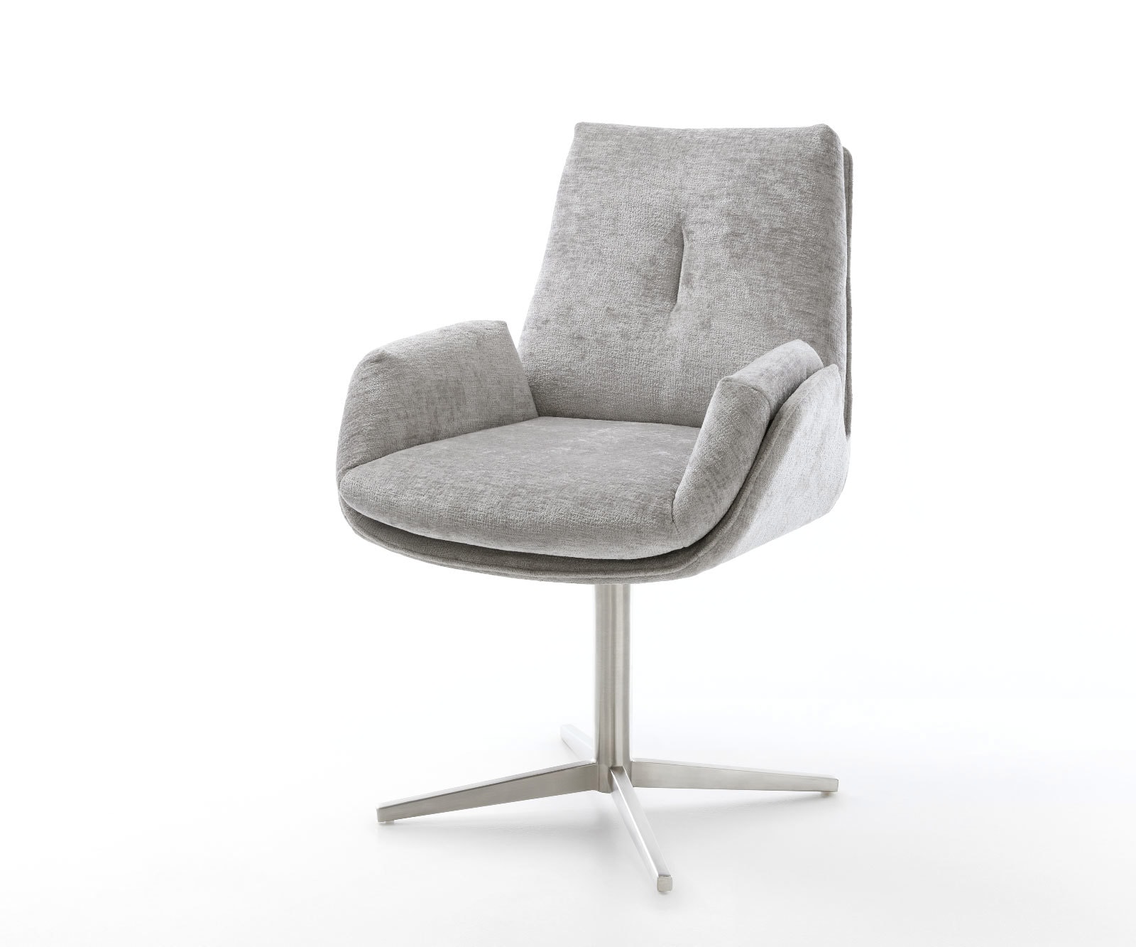 Drehstuhl Clea-Flex Chenille Silbergrau Fußkreuz Edelstahl 360° drehbar Drehstuhl Clea-Flex Chenille Silbergrau Fußkreuz Edelstahl 360° drehbar