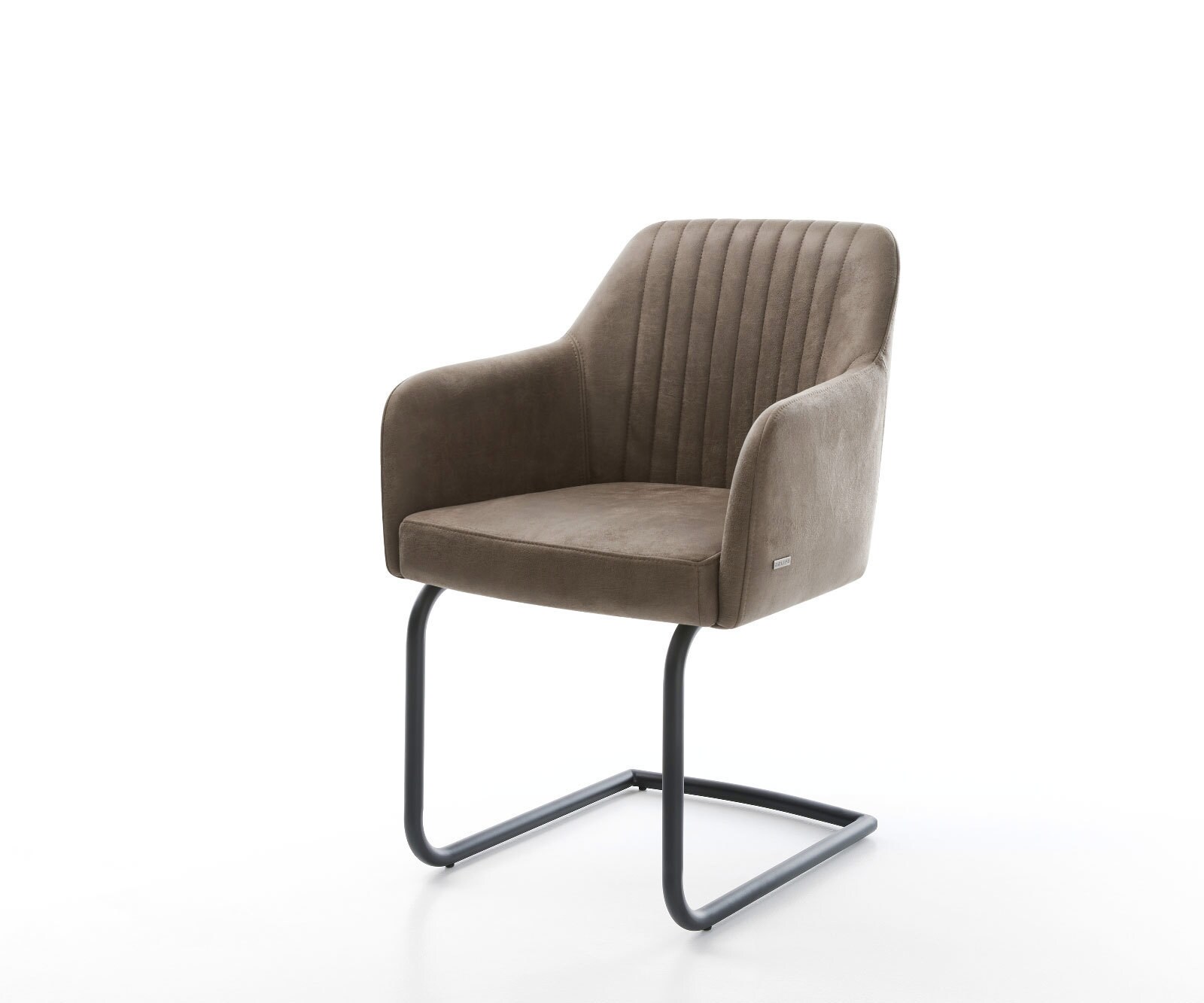 Cantilever Greg-Flex microvelours taupe vintage pied cantilever rond noir ressorts ensachés 1