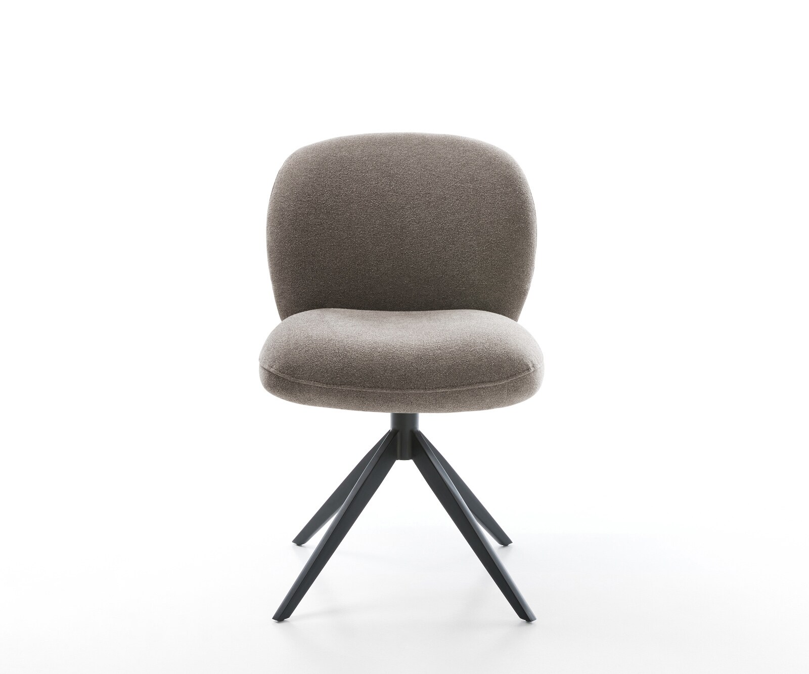 Chaise-pivotante Nube-Flex tissu structuré doux taupe pied croisé large noir pivotement sur 360° fonction bascule ressorts ensachés 1