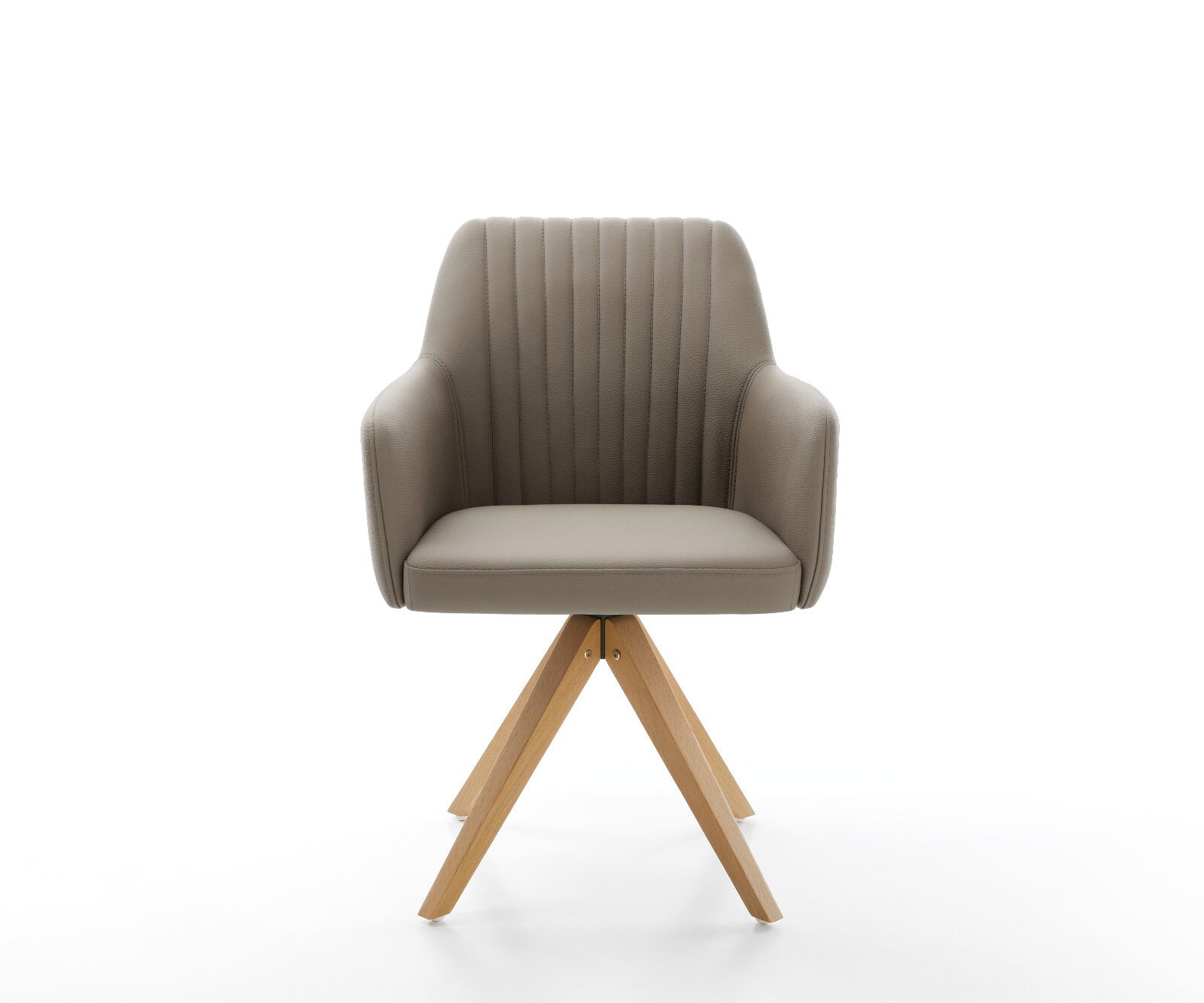 Chaise-de-salle-à-manger Greg-Flex cuir de vache couleur boue pied en bois angulaire naturel ressorts ensachés 1