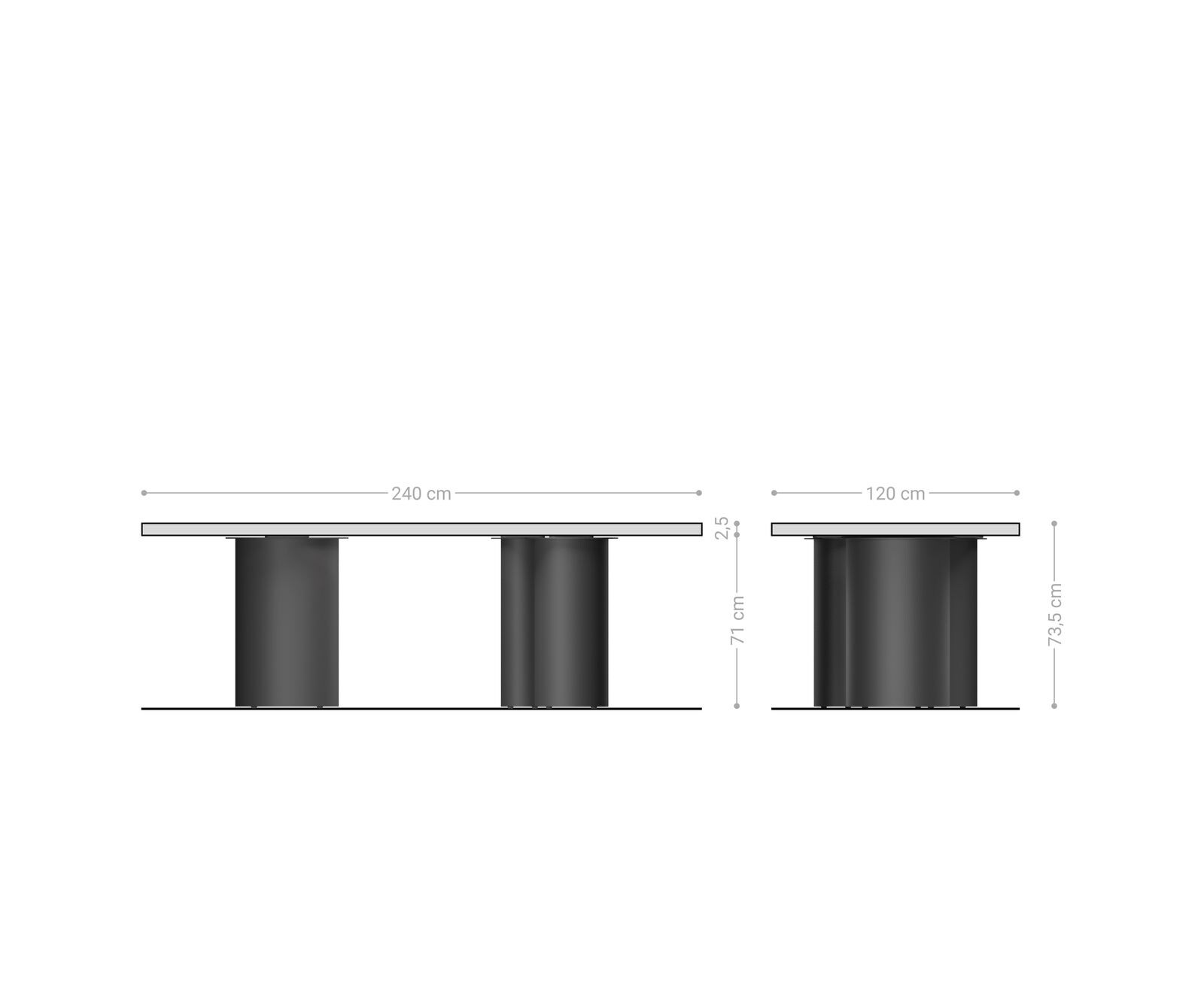 Esstisch Edge Boot 240x120x2,5-3 Eiche Natur Troa Metall Schwarz Schweizer Kante 5
