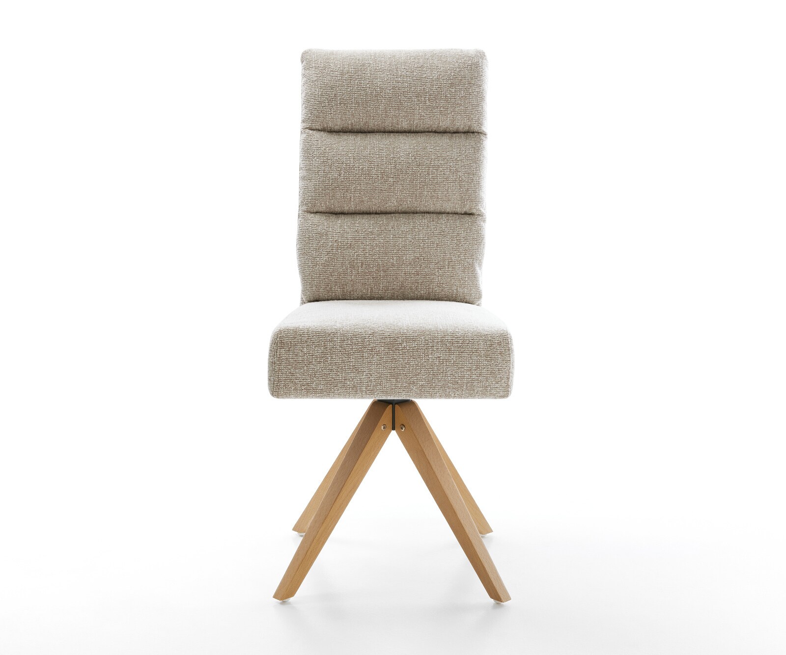 Drehstuhl Pela-Flex Webstoff Soft Beige Holzgestell kantig Natur 360° drehbar Taschenfederkern 1