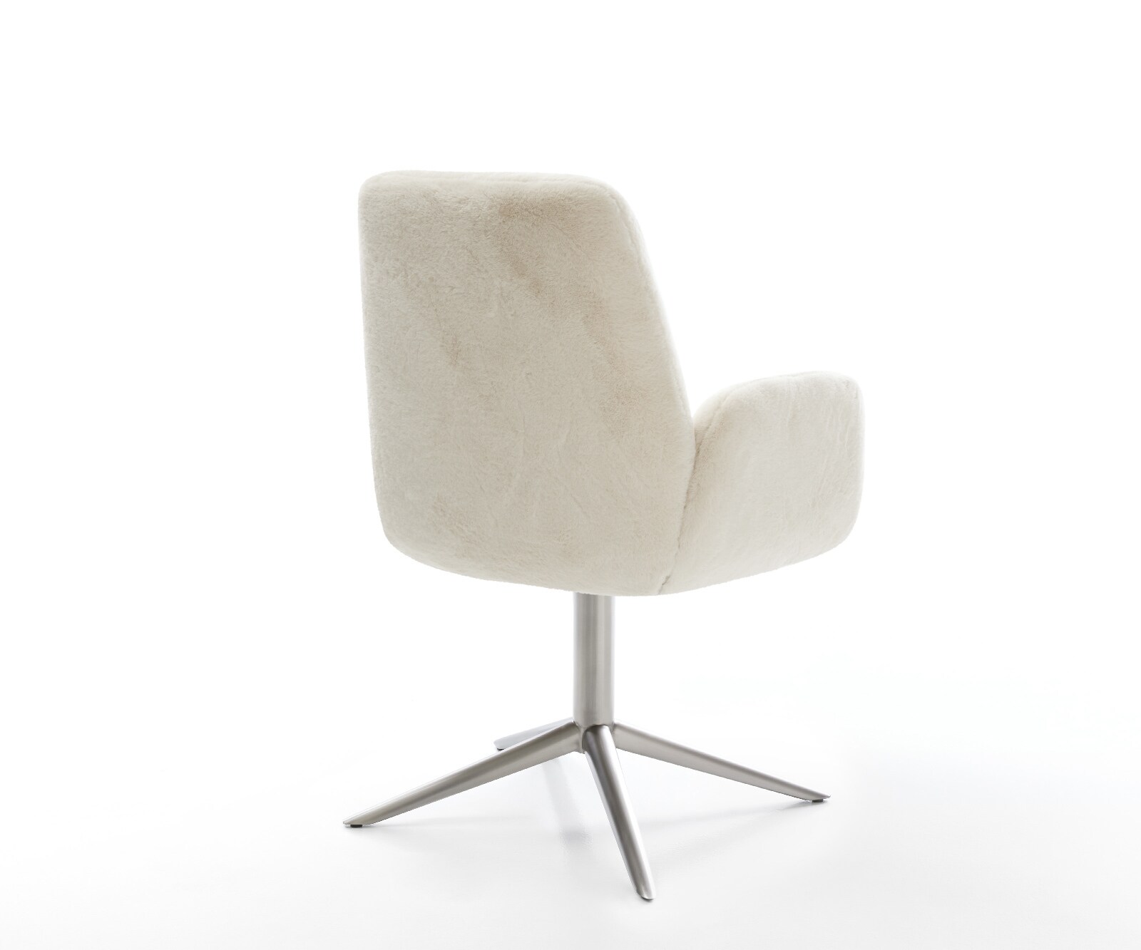 Chaise-pivotante Zoa-Flex peluche crème-blanc pied de chaise 4 branches acier inoxydable pivotement sur 360° fonction bascule resorts ensachés 4