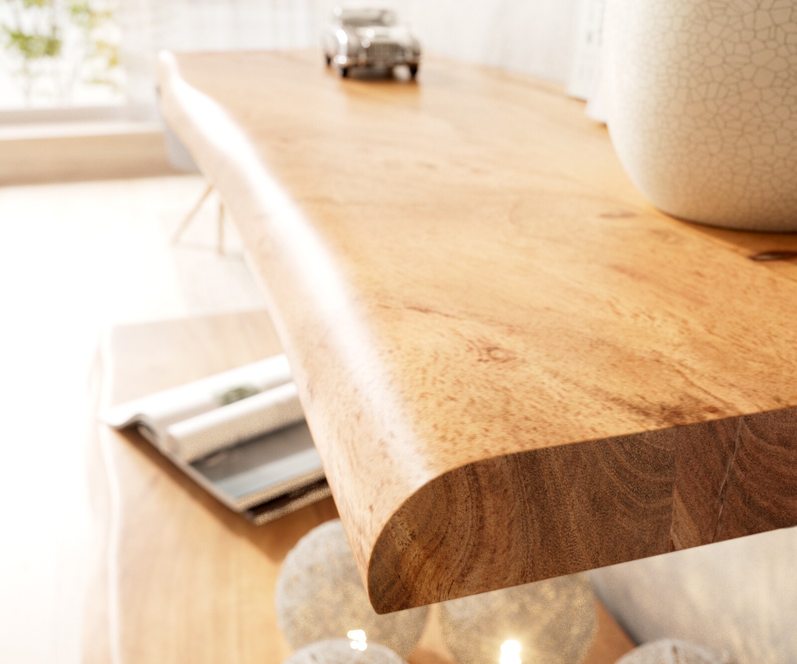 Étagère-murale Live-Edge 100 cm acacia nature bord d'arbre massif 3