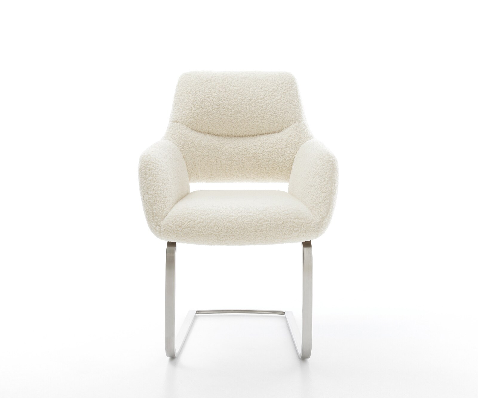 Cantilever Yago-Flex avec accoudoirs tissu teddy beige pied cantilever plat acier inoxydable resorts ensachés 1