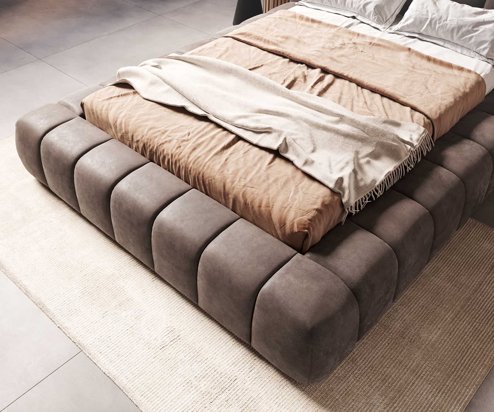 Polsterbettgestell Cutio 140x200 cm Mikrofaser Taupe Vintage 5 Polsterbettgestell Cutio 140x200 cm Mikrofaser Taupe Vintage 5