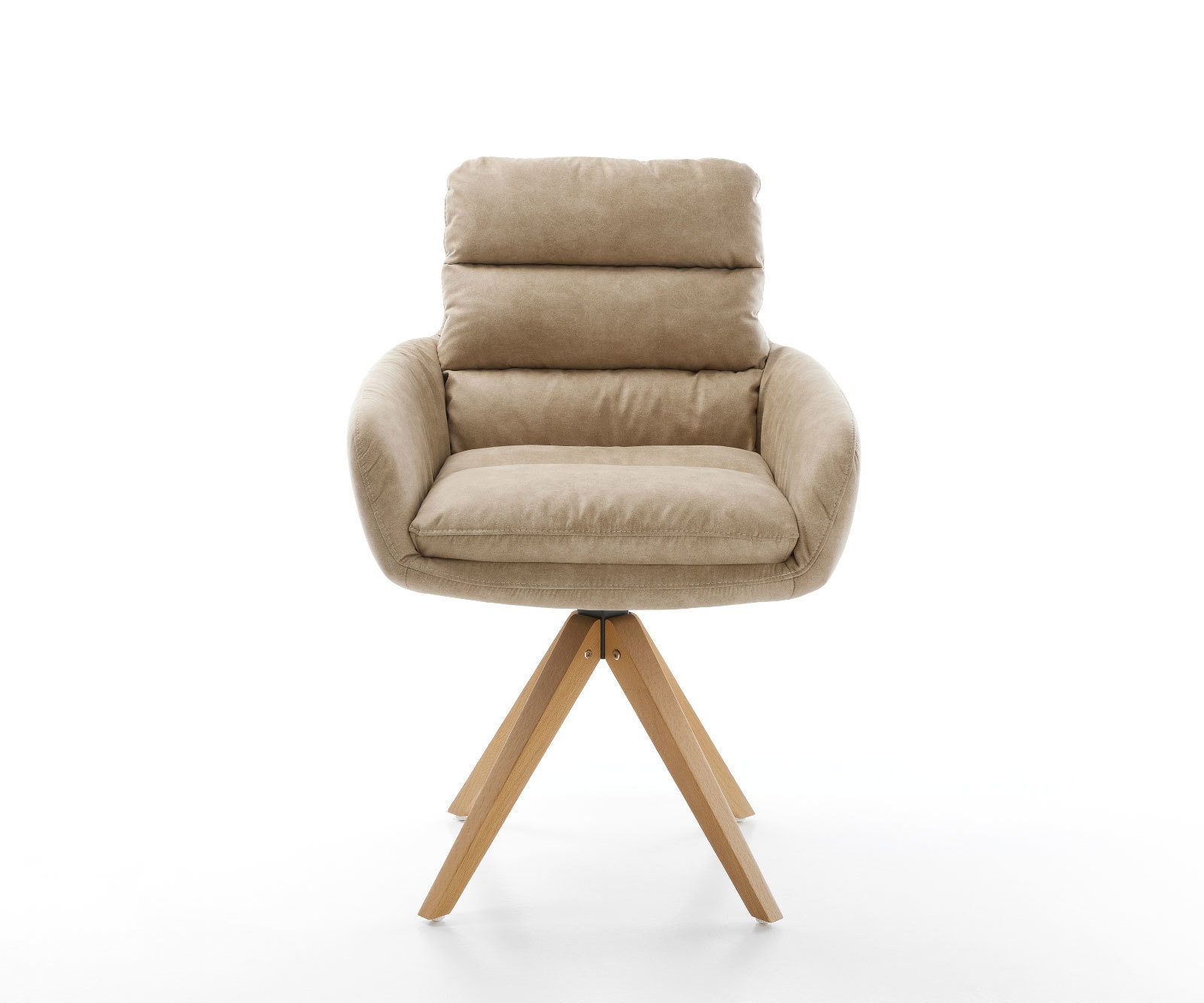 Esszimmerstuhl Abelia-Flex mit Armlehnen Mikrofaser Beige Vintage Holzgestell kantig Natur 1 Esszimmerstuhl Abelia-Flex mit Armlehnen Mikrofaser Beige Vintage Holzgestell kantig Natur 1