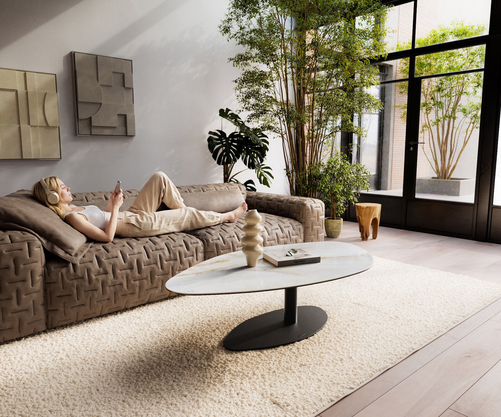 Couchtisch Edge Organisch 140x76 cm Keramik Onyx Pearl Vibany Metall Schwarz 6