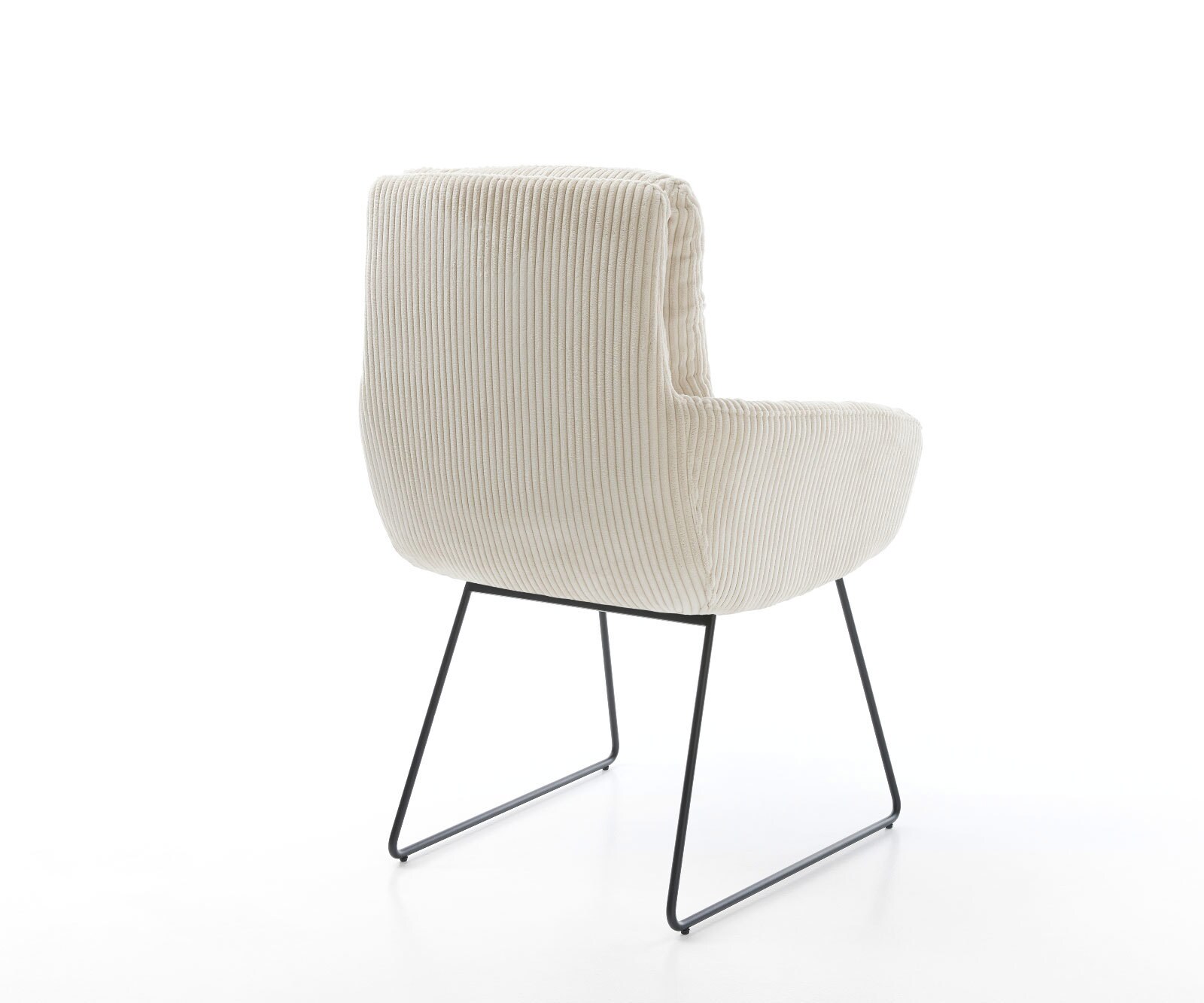 Esszimmerstuhl Abelia-Flex mit Armlehnen Cord Beige Kufengestell Schwarz 4