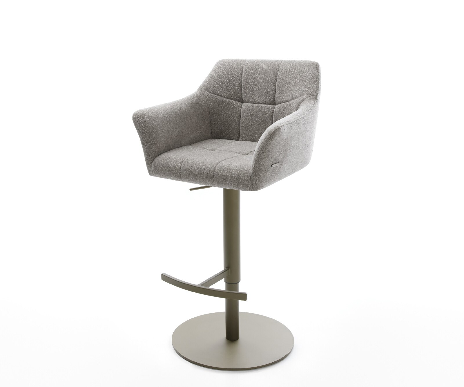 Chaise-de-bar Yulo-Flex Tissu structuré doux Gris Pied pivotant réglable en hauteur couleur titane Couleur titane