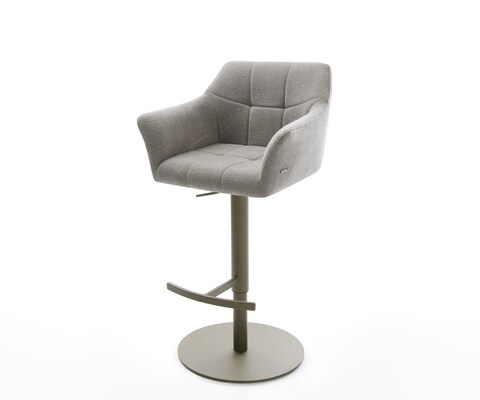 Chaise-de-bar Yulo-Flex Tissu structuré doux Gris Pied pivotant réglable en hauteur couleur titane Couleur titane