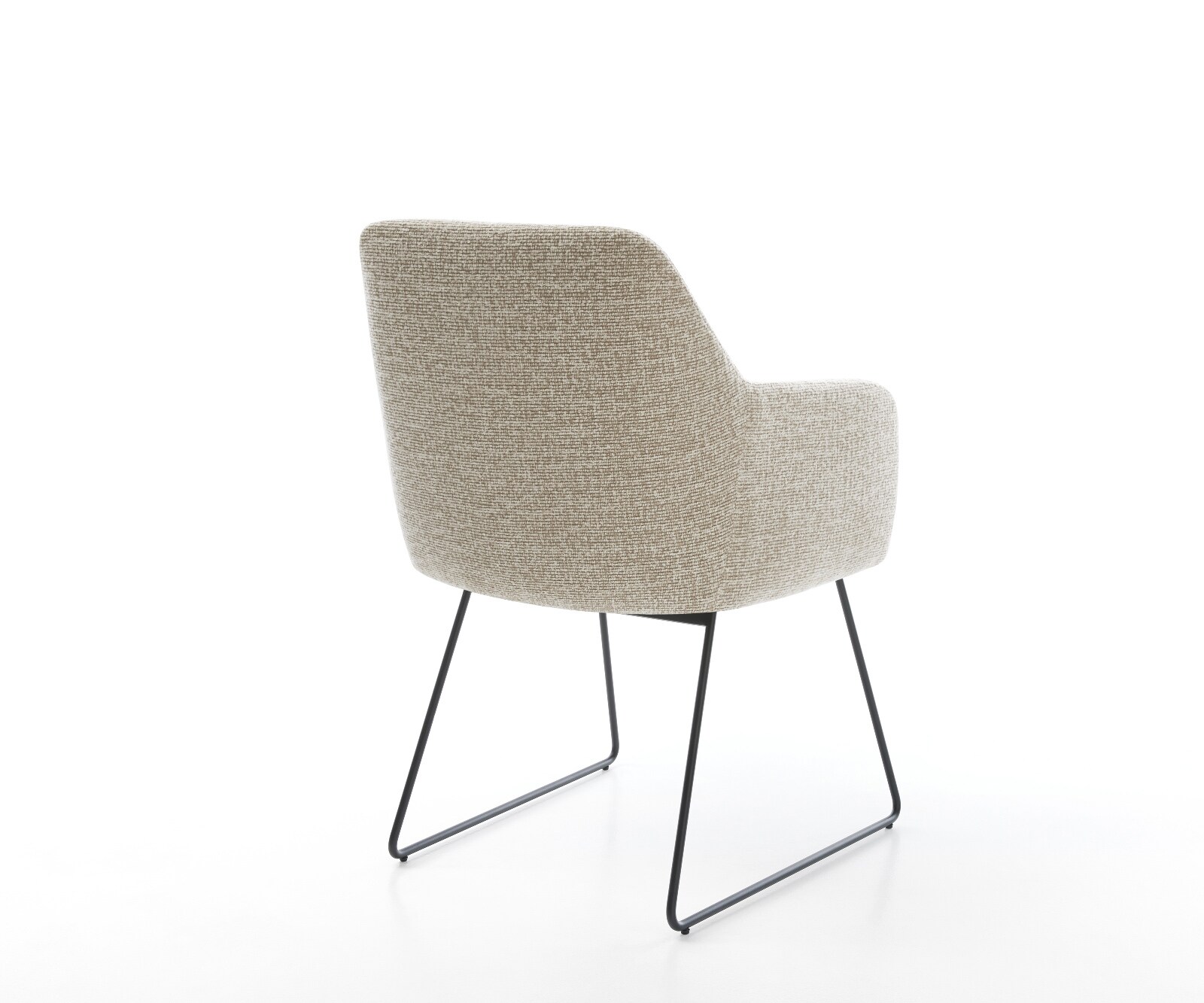 Chaise-de-salle-à-manger Greg-Flex tissu tissé doux beige pied trapèze noir resorts ensachés 5
