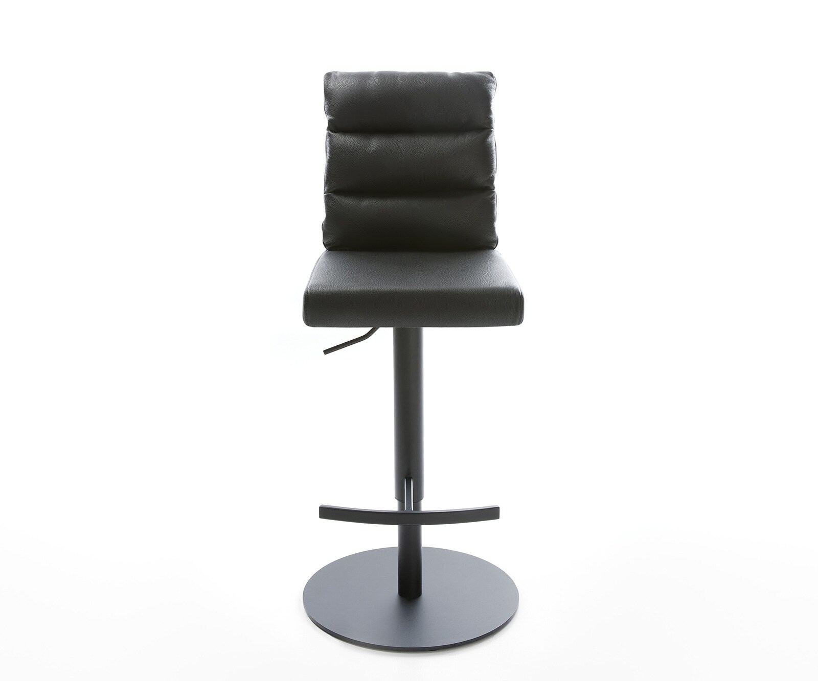 Chaise-de-bar Pela-Flex cuir véritable noir pied pivotant réglable en hauteur métal 2