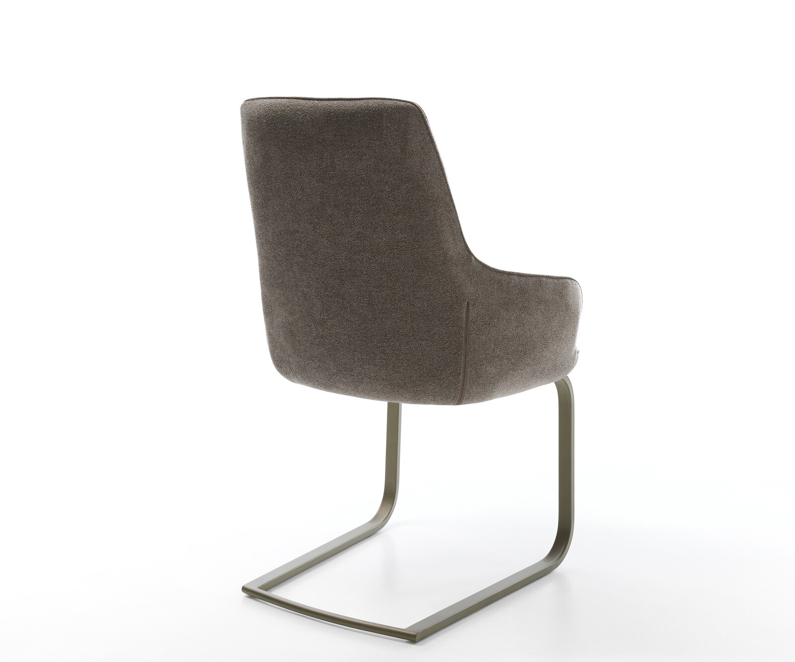 Cantilever Zelia-Flex avec accoudoirs tissu structuré doux taupe pied cantilever plat aspect titane ressorts ensachés 4