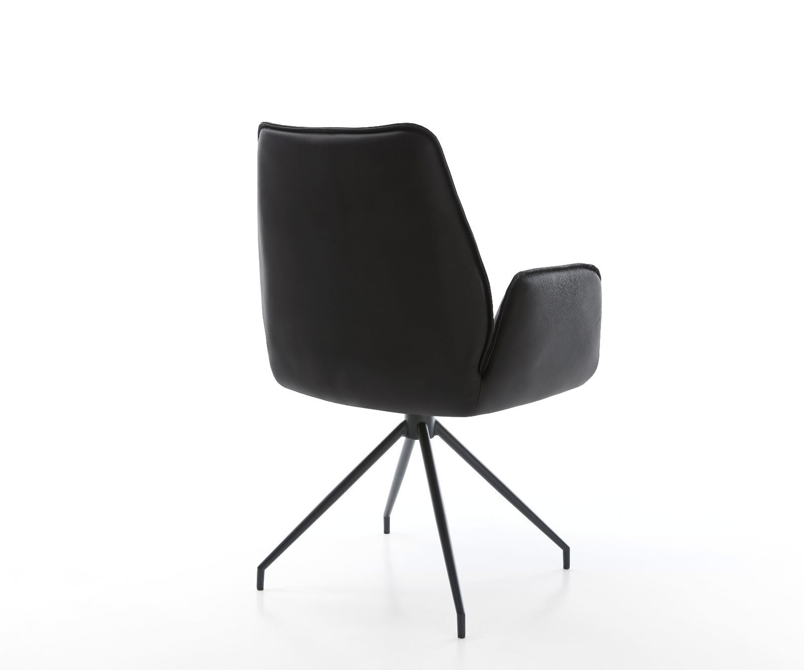 Chaise-de-salle-à-manger Zoa-Flex cuir de vache noir pied croisé conique noir ressorts ensachés 5