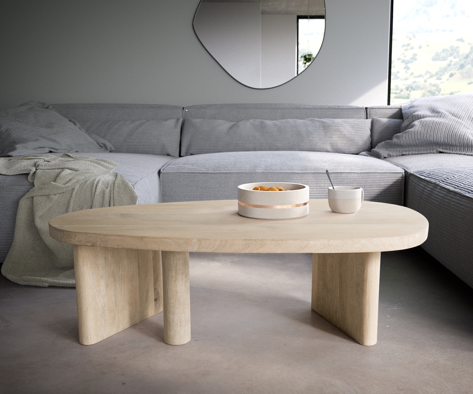 Couchtisch Wido 110x50 cm Mango White Wash 1 Couchtisch Wido 110x50 cm Mango White Wash 1