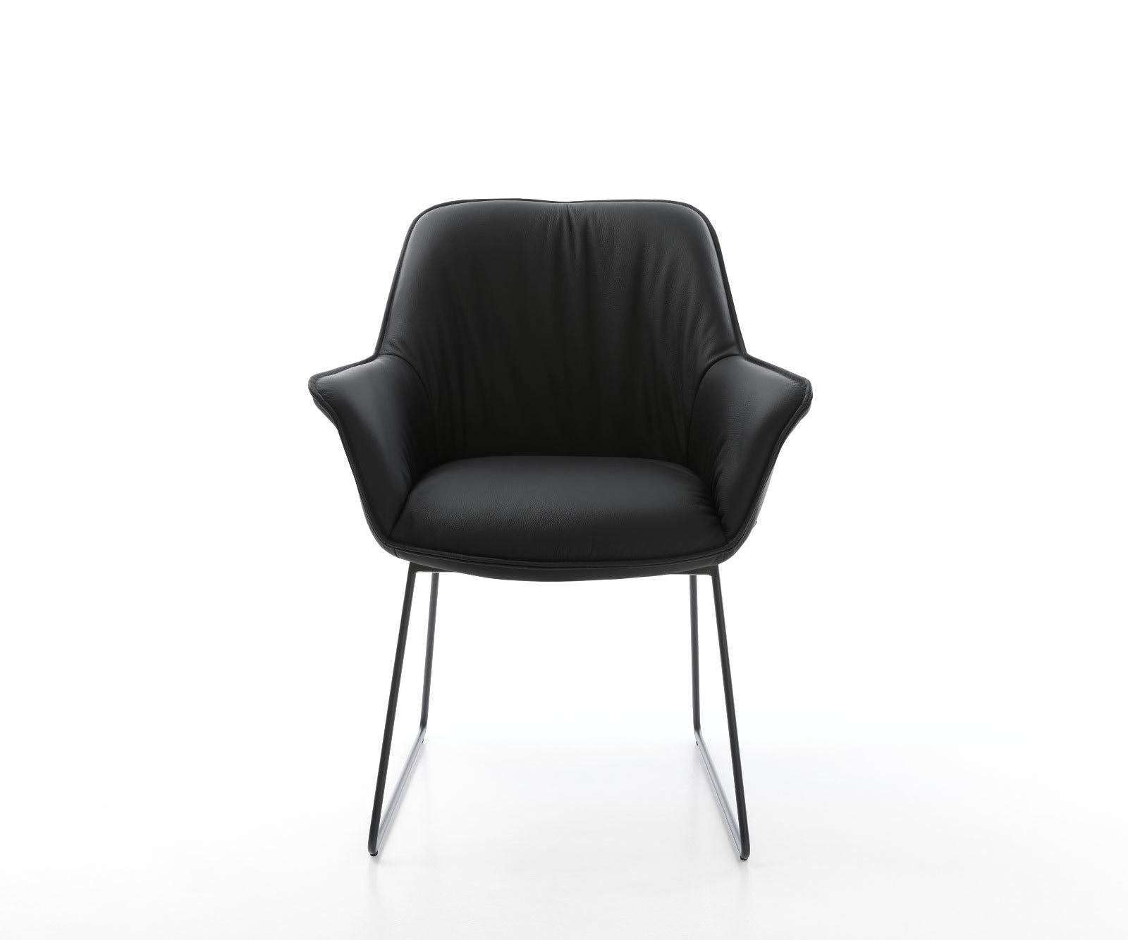 Esszimmerstuhl Keila-Flex mit Armlehnen Echt-Leder Schwarz Kufengestell Schwarz 2 Esszimmerstuhl Keila-Flex mit Armlehnen Echt-Leder Schwarz Kufengestell Schwarz 2