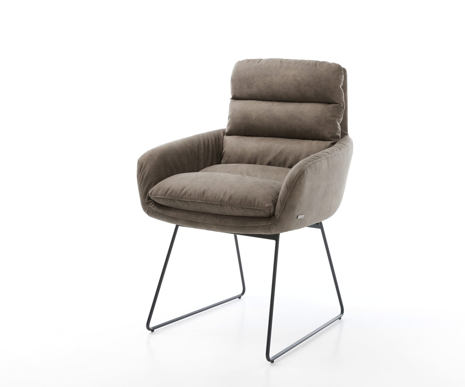 Chaise-pivotante Abelia-Flex avec accoudoirs cuir véritable noir cadre croisé large noir pivote sur 360° 3