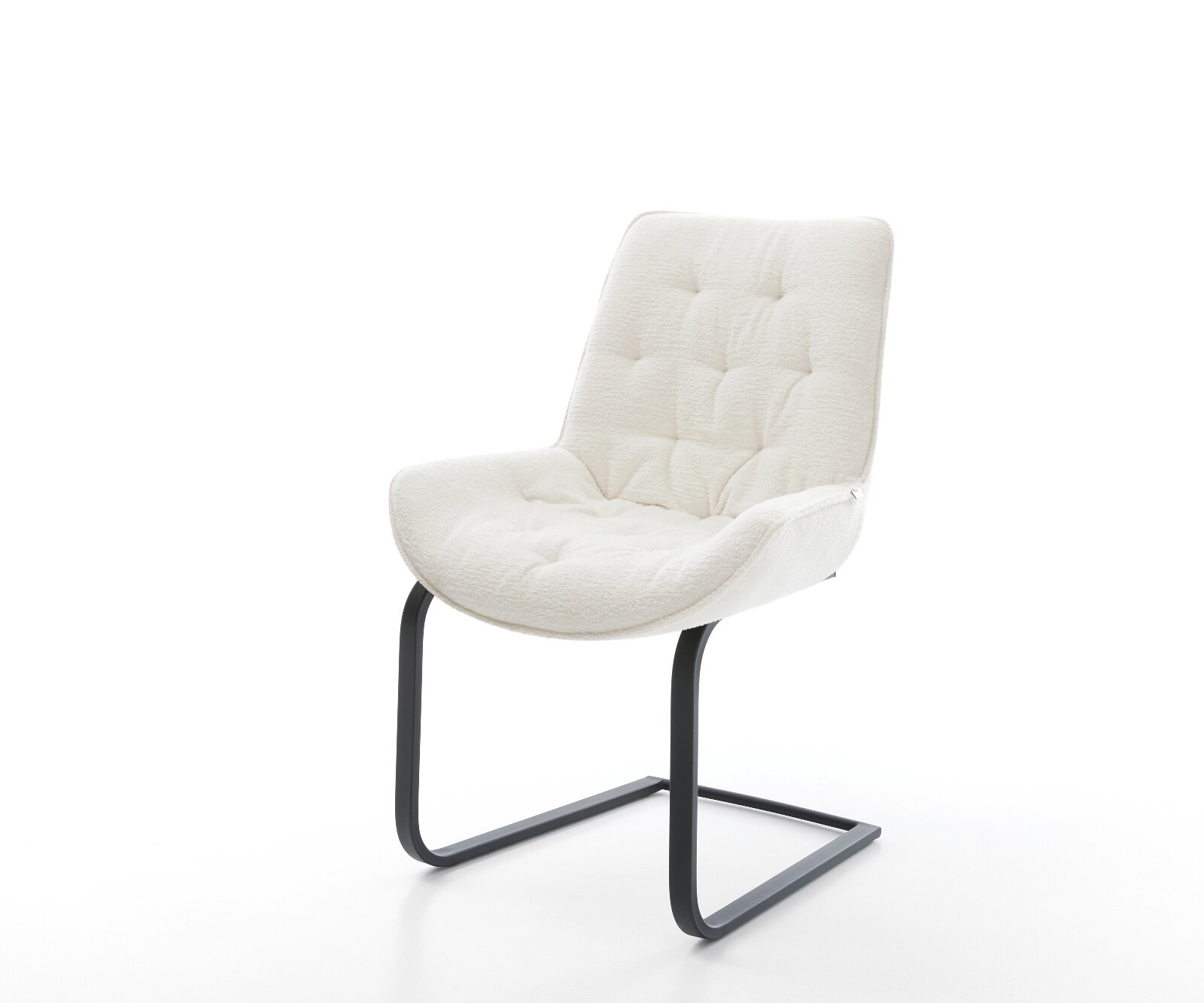 Cantilever Taimi-Flex bouclé doux beige pied cantilever plat noir 1