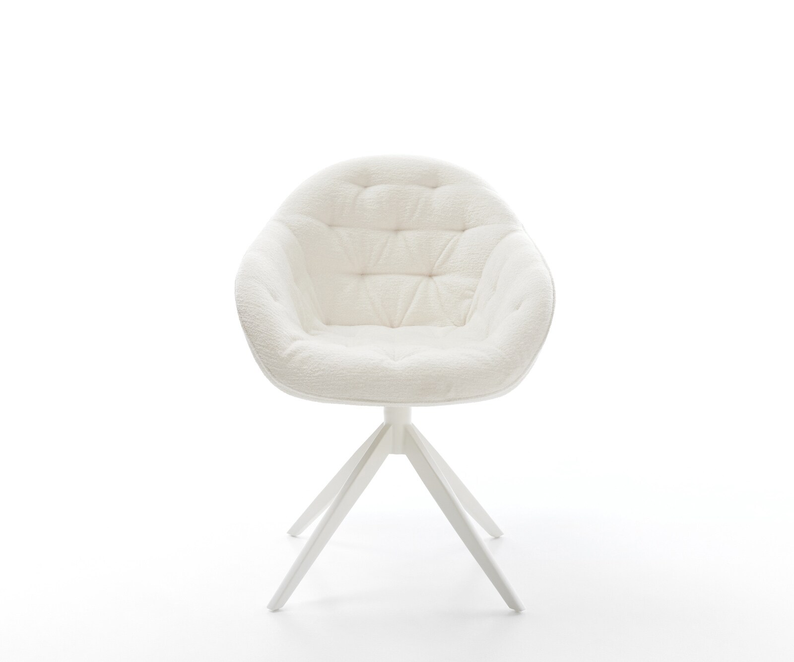 Drehstuhl Gaio-Flex Bouclé Soft Beige Kreuzgestell breit Weiß 360° drehbar Wippfunktion 2