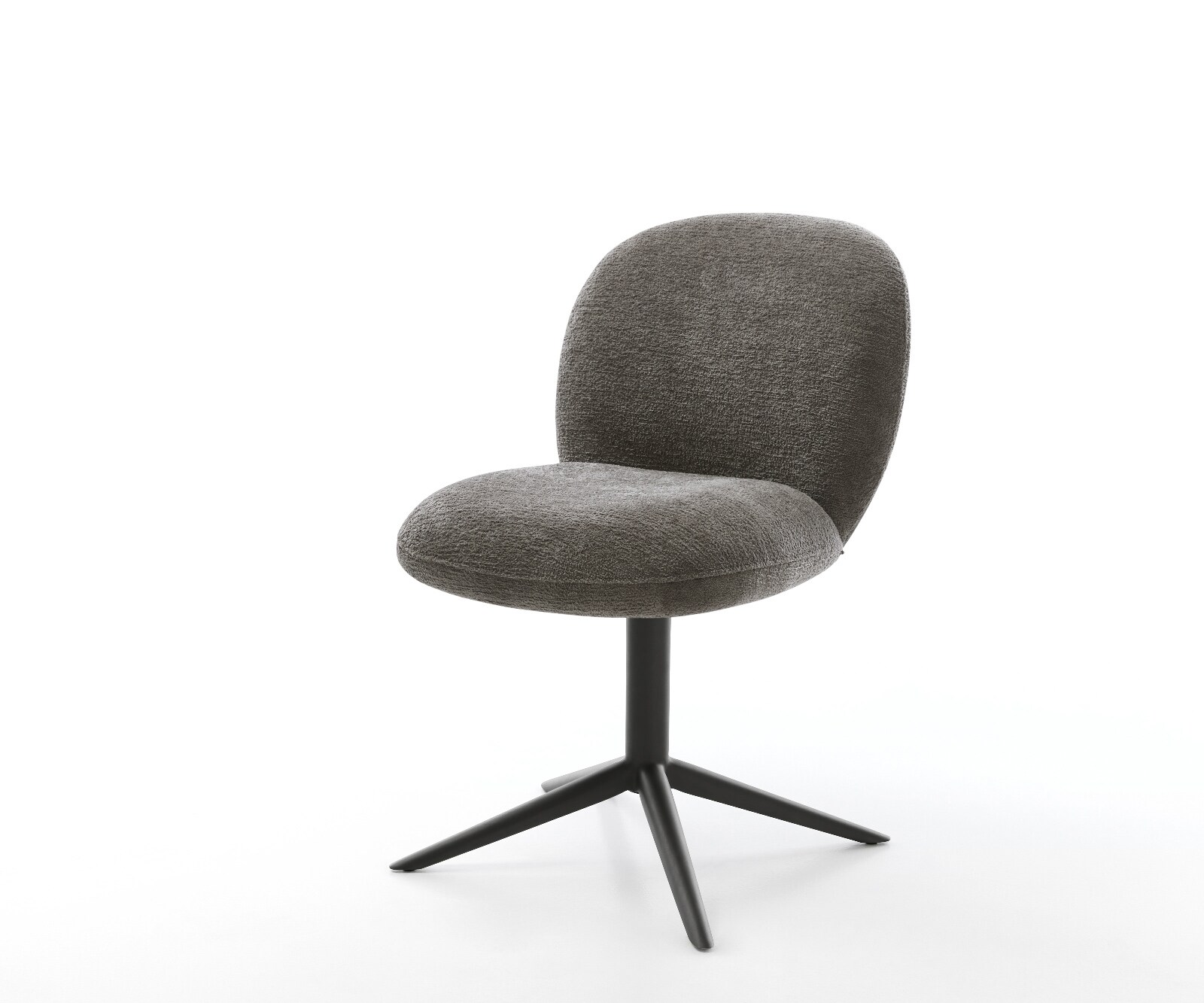 Chaise-pivotante Nube-Flex bouclé doux couleur boue pied de chaise 4 branches noir pivotement sur 360° fonction bascule resorts ensachés