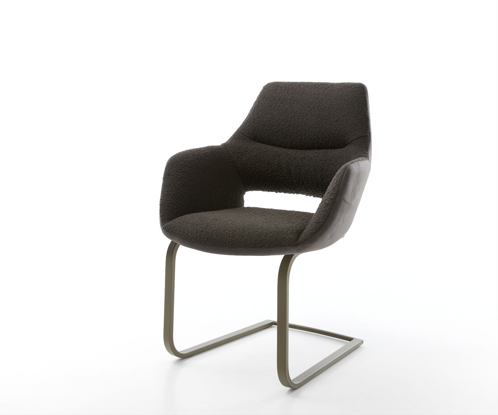 Freischwinger Yago-Flex mit Armlehnen Materialmix Schwarz Freischwinger flach Effektfinish Titan