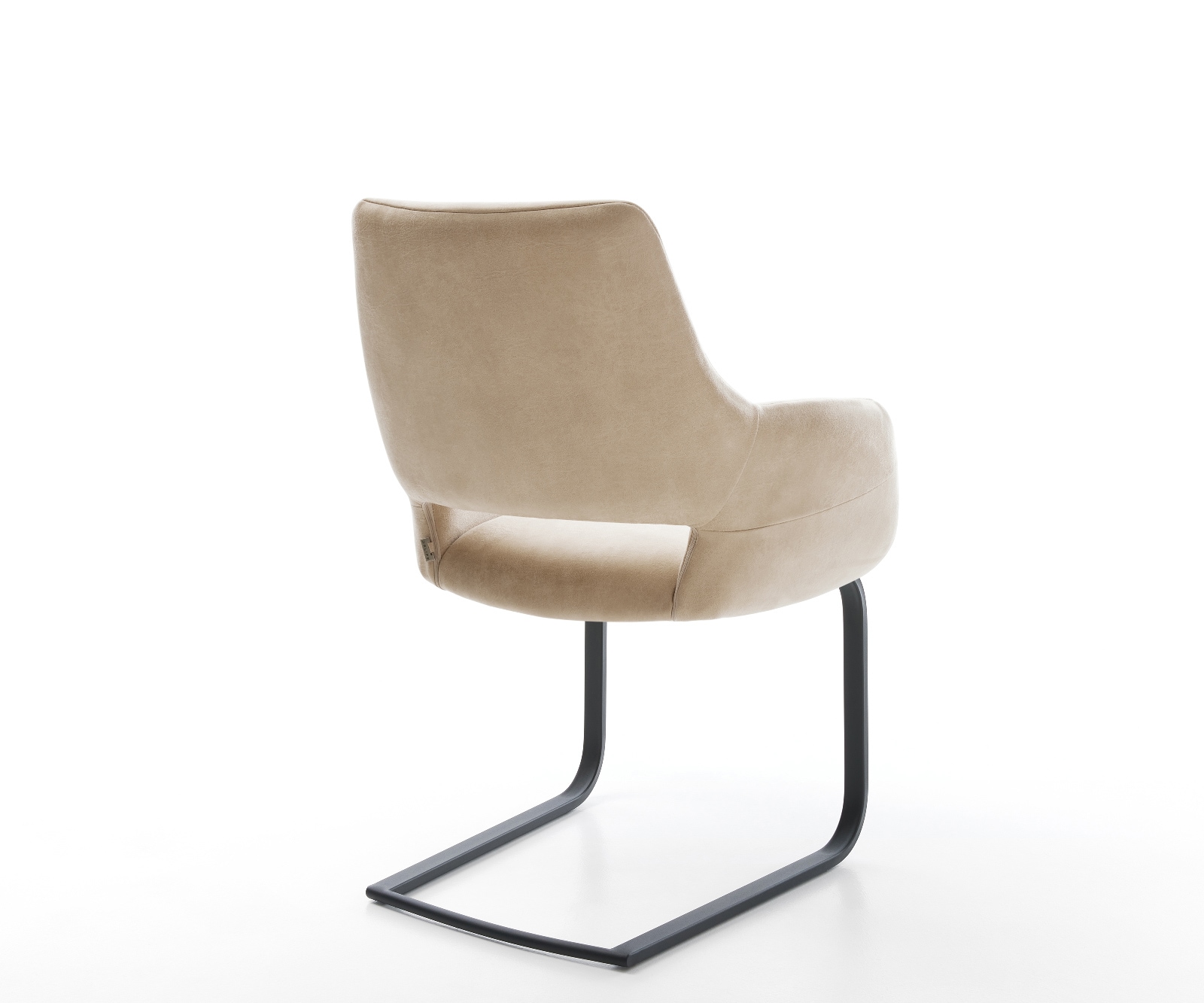 Cantilever Yago-Flex avec accoudoirs microfibre beige vintage pied cantilever plat noir ressorts ensachés 4
