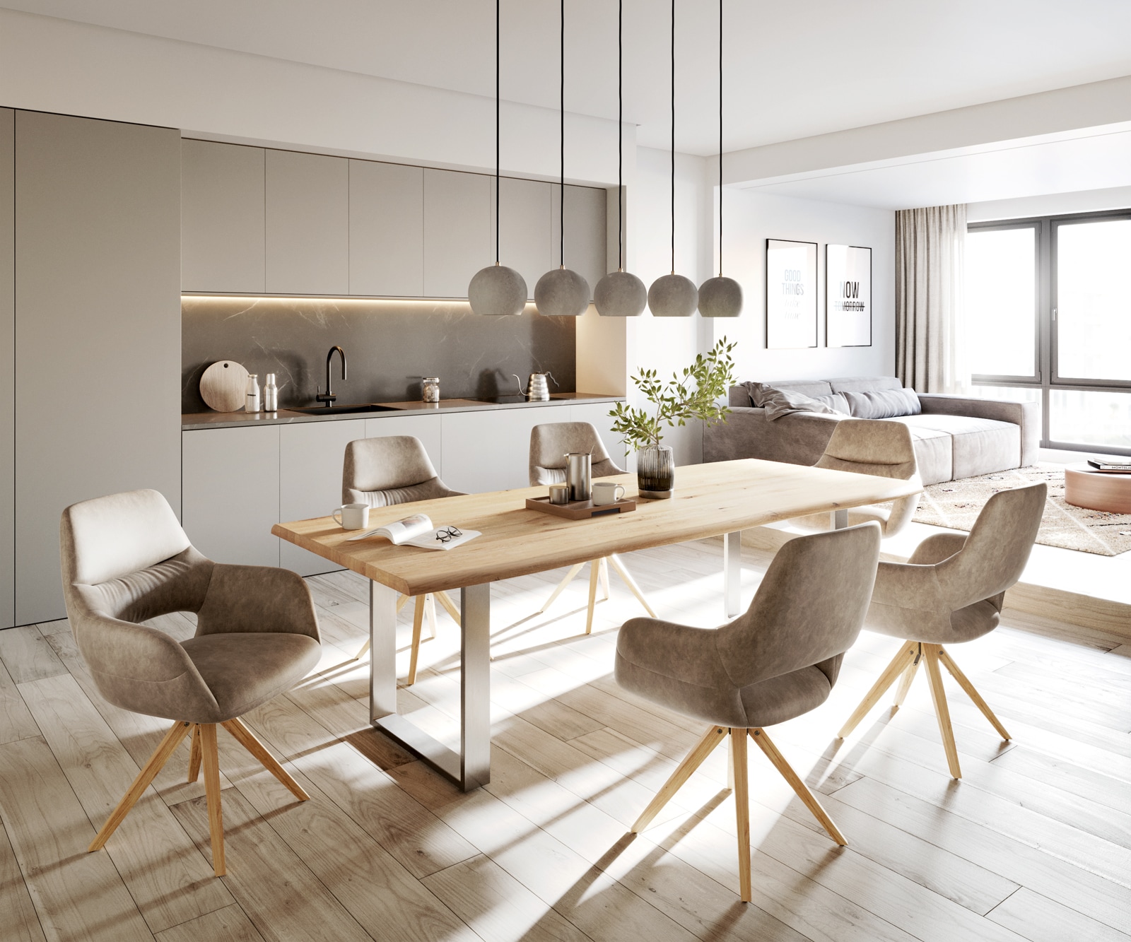 Esstisch Edge 260x100x2,5-3 Eiche Natur Edelstahl schmal Live-Edge 5 Esstisch Edge 260x100x2,5-3 Eiche Natur Edelstahl schmal Live-Edge 5