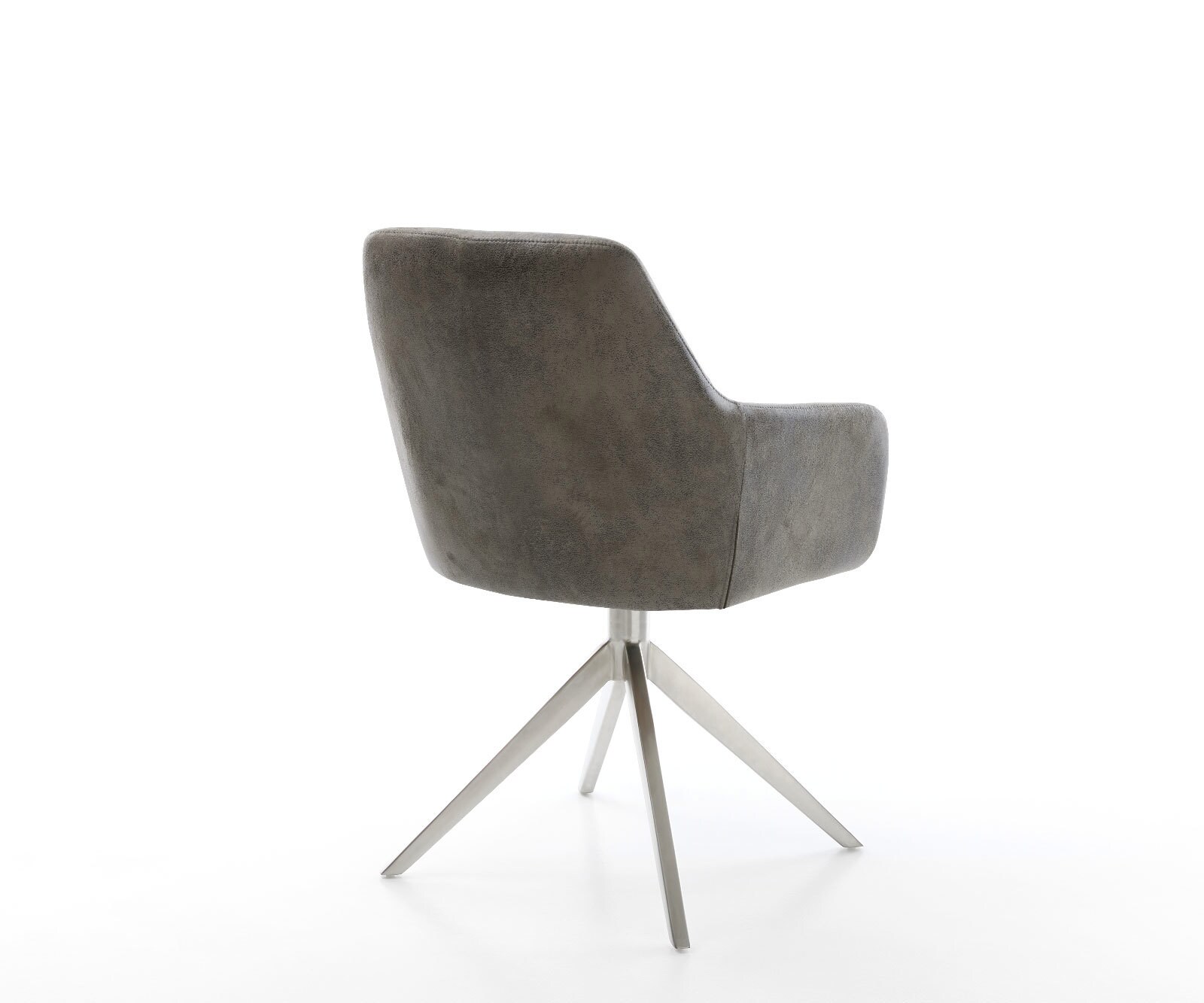 Chaise-pivotante Pejo-Flex microvelours gris antique pied croisé large acier inoxydable brossé pivotement sur 360° fonction bascule ressorts ensachés 4