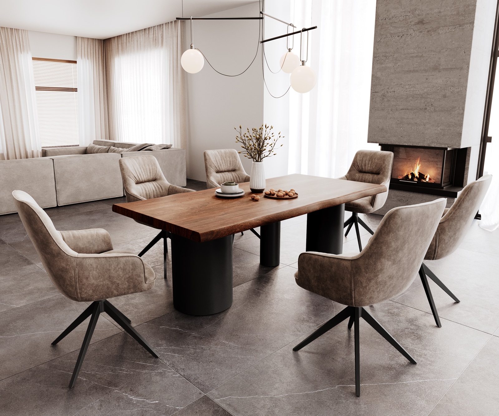 Esstisch Edge 200x100 XL Akazie Braun Troa Metall Schwarz Live-Edge 5