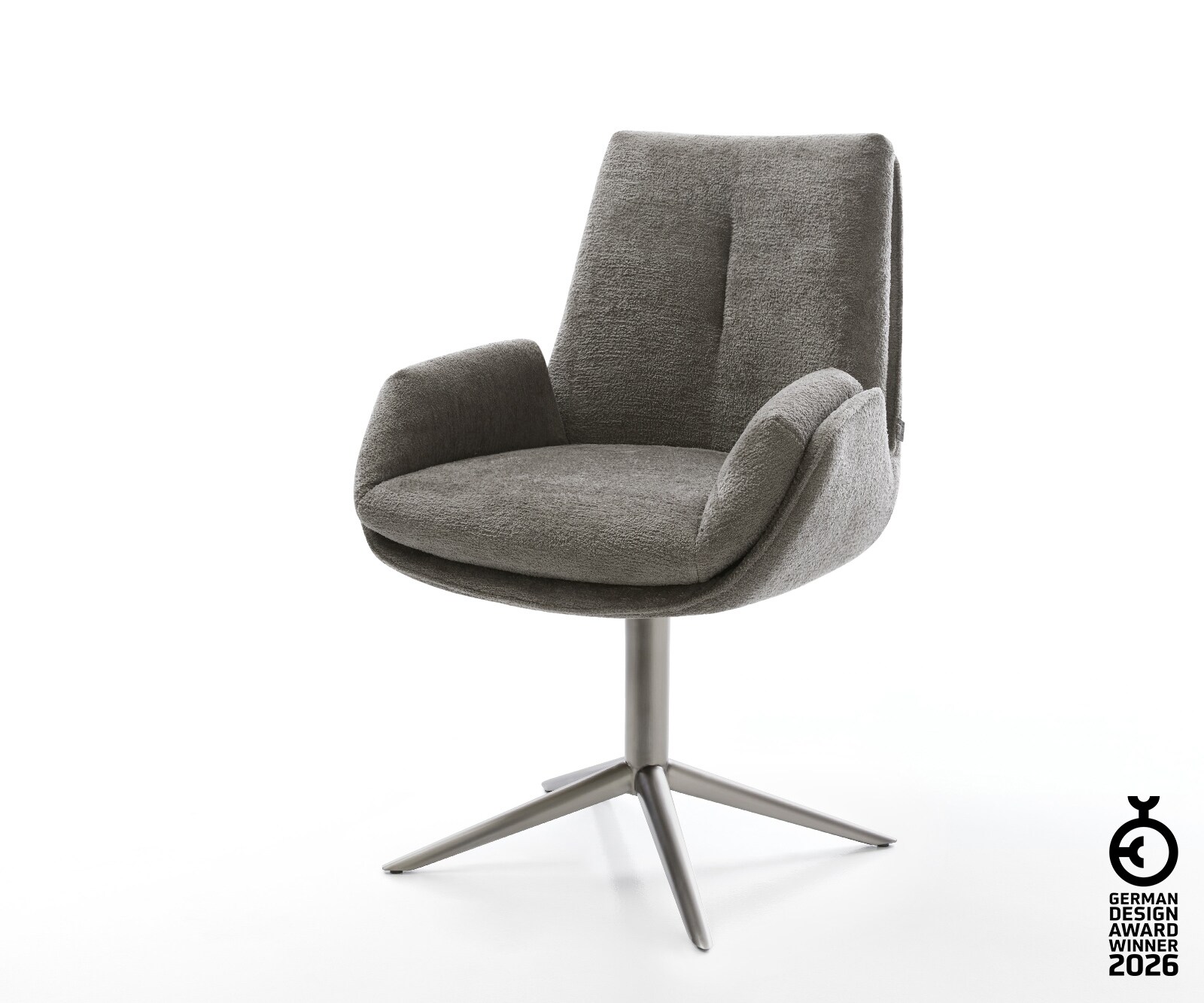 Drehstuhl Clea-Flex Bouclé Soft Schlamm Fußkreuz Graphit 360° drehbar Wippfunktion