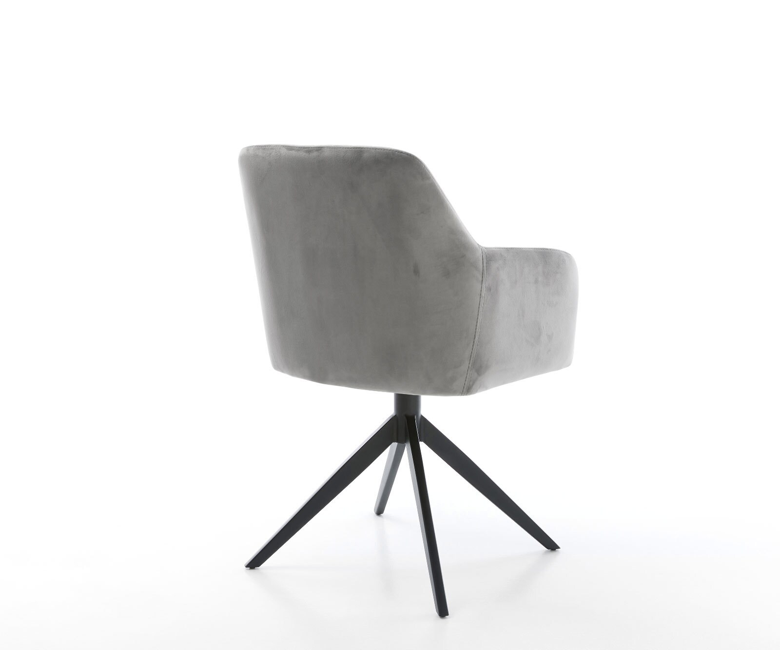 Drehstuhl Greg-Flex Samt Grau Kreuzgestell breit Schwarz 360° drehbar Wippfunktion Taschenfederkern 4