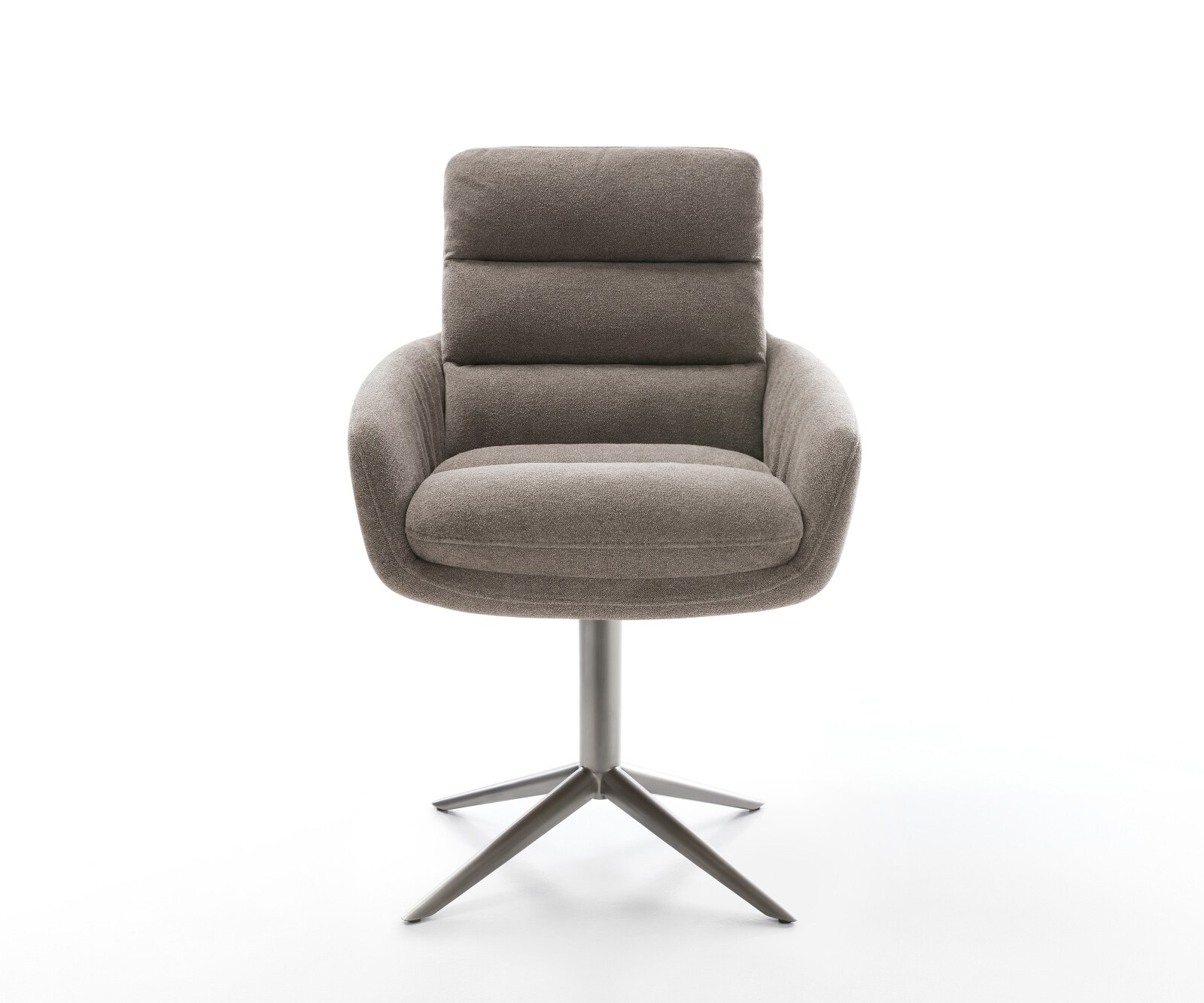 Chaise-pivotante Abelia-Flex avec accoudoirs tissu structuré doux taupe pied de chaise 4 branches grafiete pivotement sur 360° fonction bascule 1