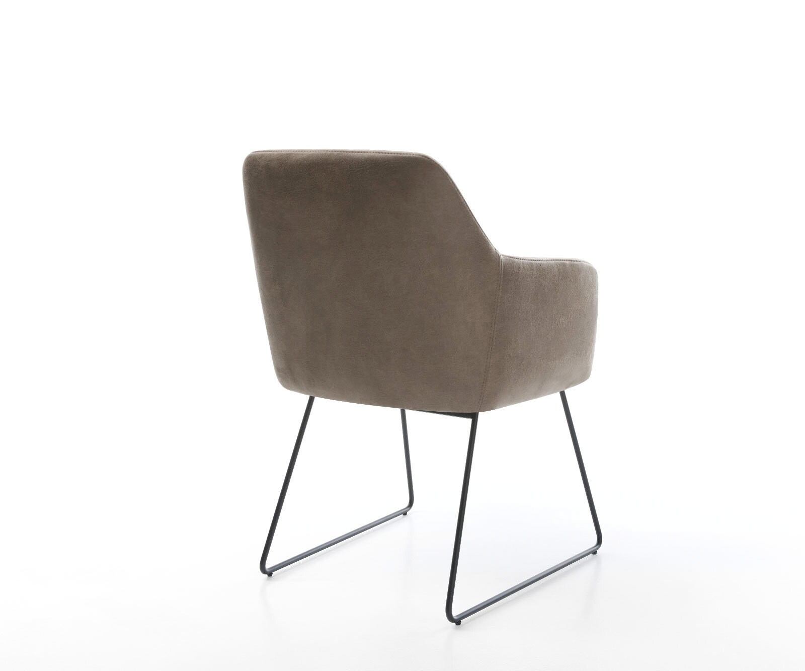 Chaise-de-salle-à-manger Greg-Flex microvelours taupe vintage pied trapèze noir ressorts ensachés 4