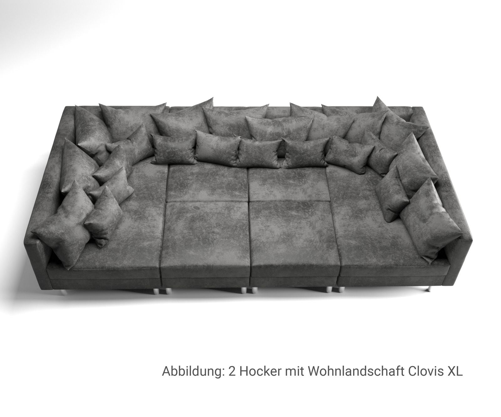 Hocker Clovis Anthrazit Optik B98 x T83 Modul Microvelours 9