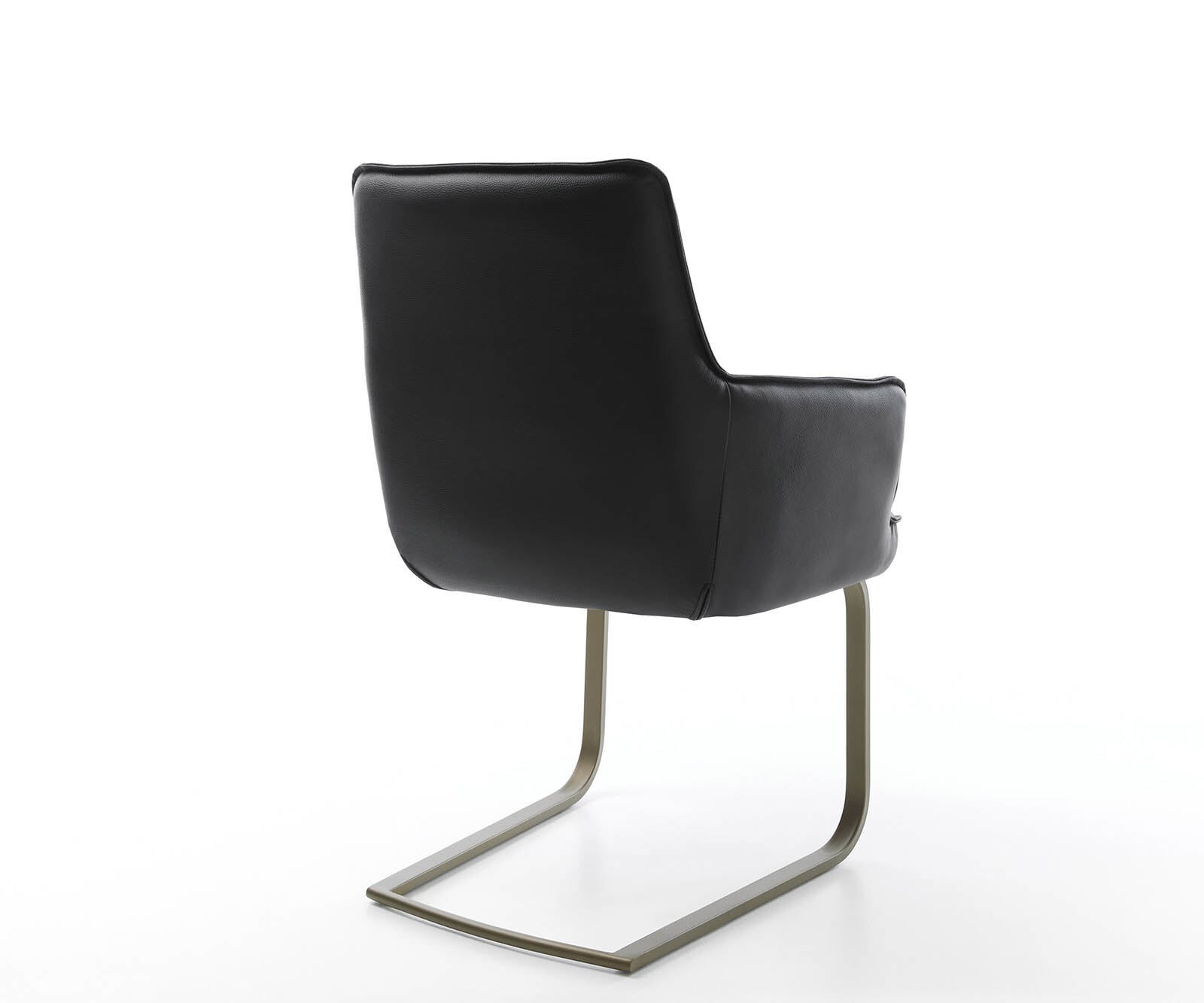 Cantilever Heira-Flex avec accoudoirs cuir de vache noir pied cantilever plat aspect titane ressorts ensachés 5