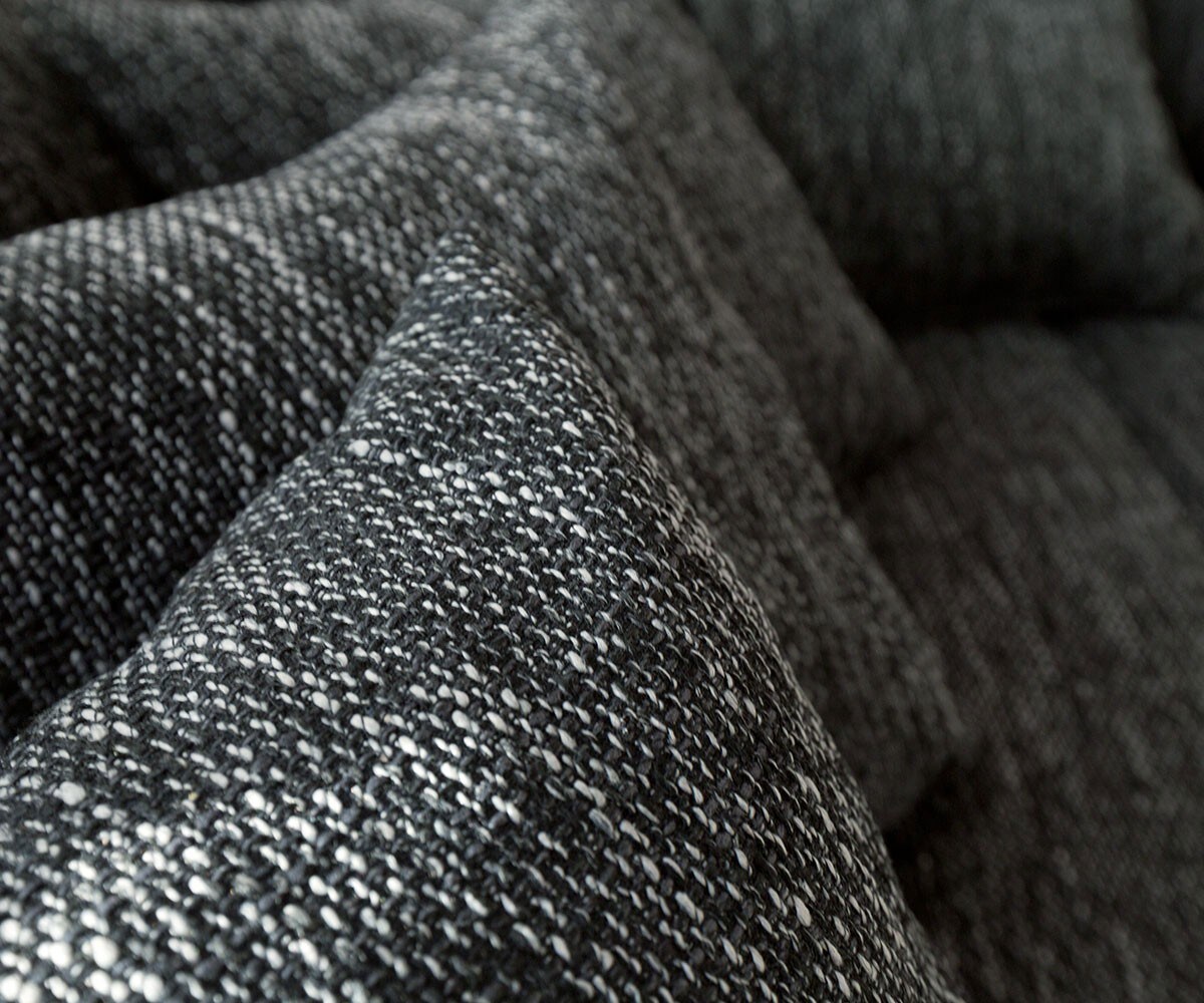 Wohnlandschaft Clovis Schwarz Modulsofa mit Hocker 6