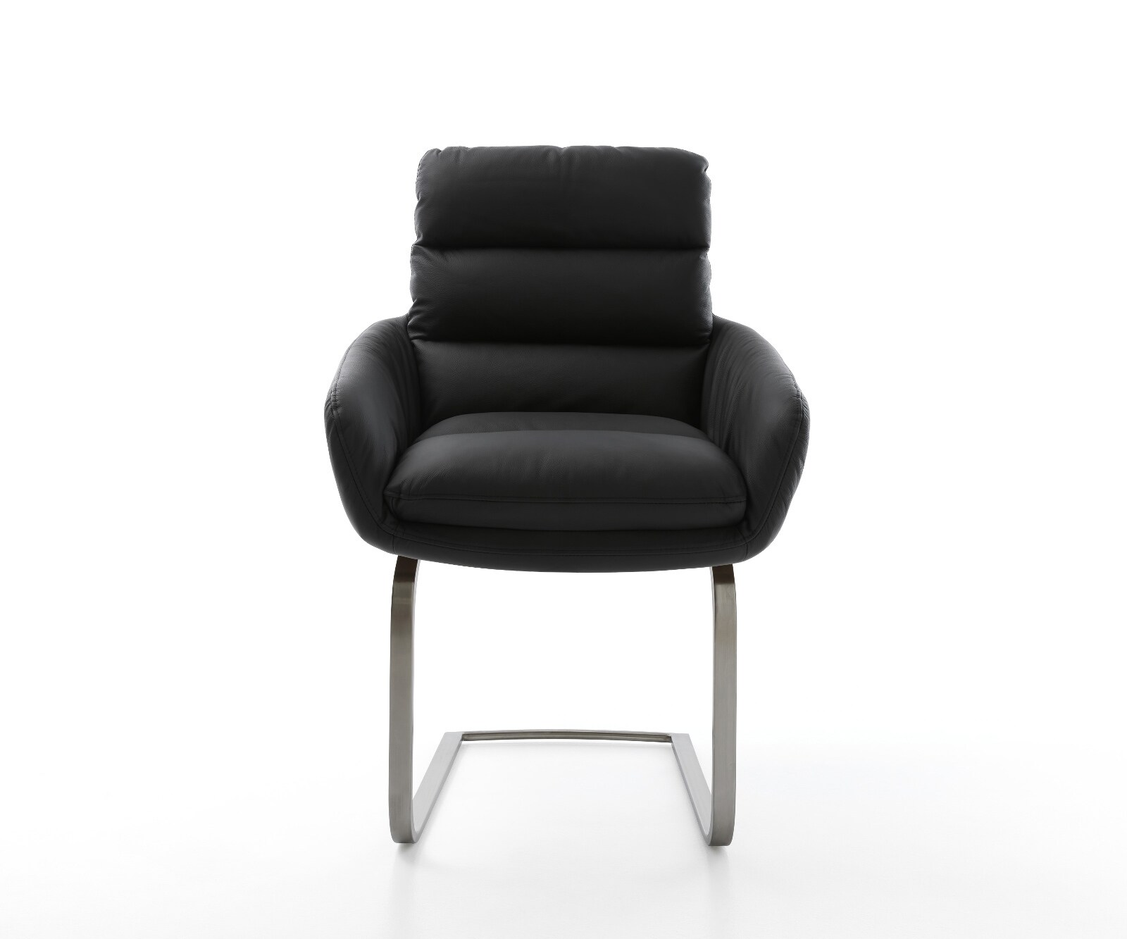 Cantilever Abelia-Flex avec accoudoirs cuir de vache noir pied cantilever plat grafiete 2