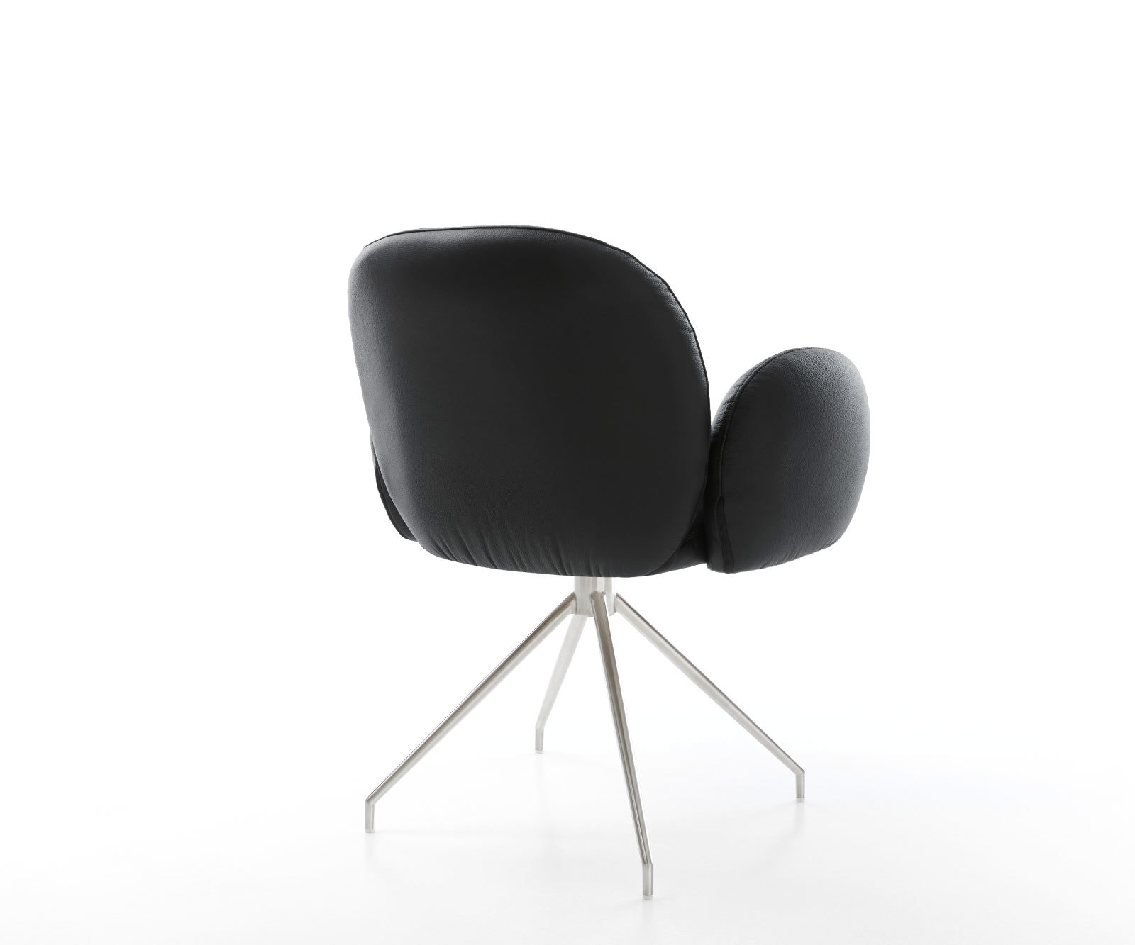 Chaise-pivotante Nube-Flex avec accoudoirs cuir de vache noir pied croisé conique acier inoxydable brossé pivotement sur 180° ressorts ensachés 5 Chaise-pivotante Nube-Flex avec accoudoirs cuir de vache noir pied croisé conique acier inoxydable brossé pivotement sur 180° ressorts ensachés 5