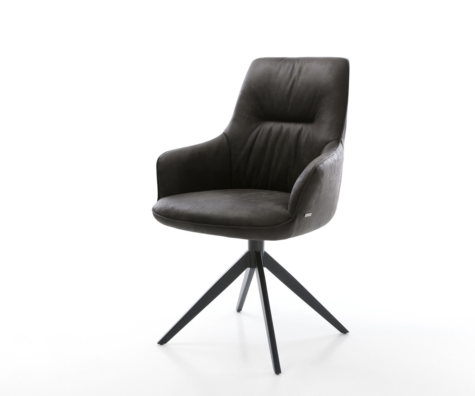 Chaise-pivotante Zelia-Flex avec accoudoirs microfibre antracite vintage pied croisé large noir pivotement sur 360° fonction bascule ressorts ensachés 1