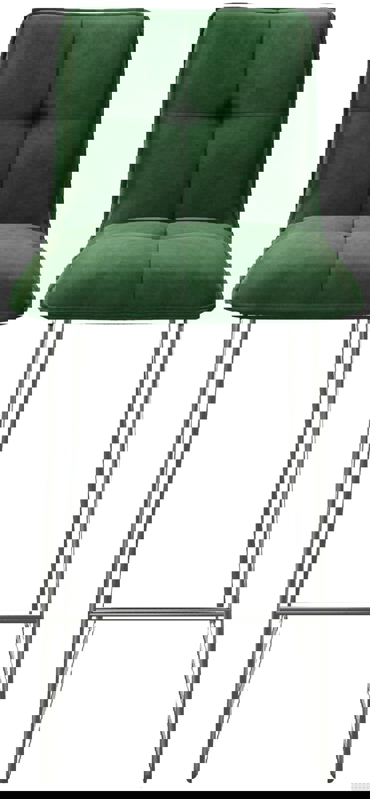 Chaise-de-bar Maddy-Flex velours vert cadre de patins acier inoxydable 4