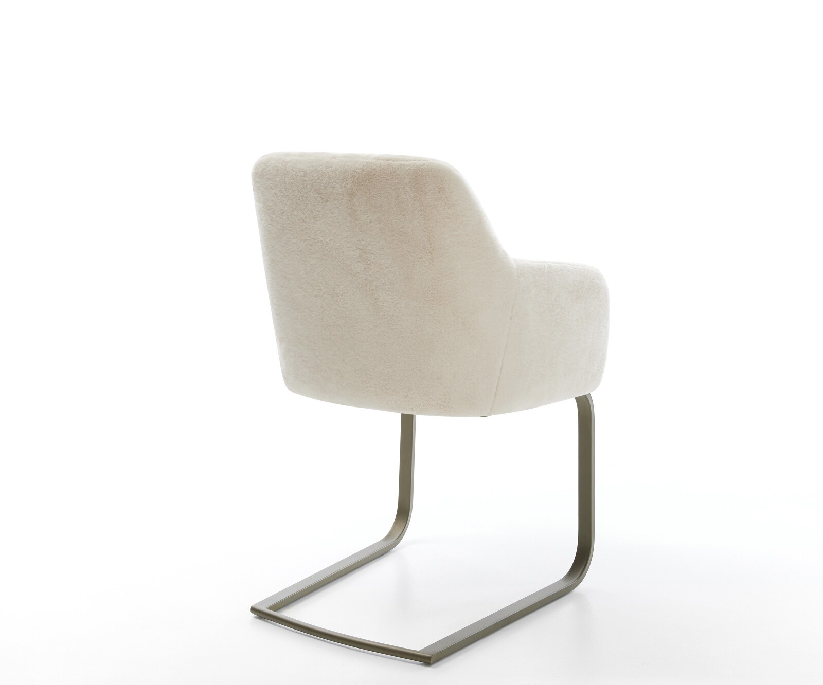 Freischwinger Greg-Flex Plüsch Creme-Weiß Freischwinger flach Effektfinish Titan Taschenfederkern 4