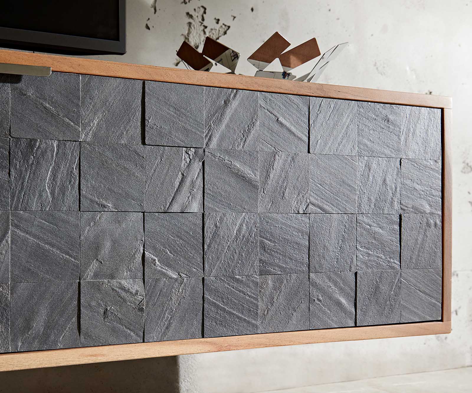 Lowboard Teele 200 cm Akazie Natur Schiefer 2 Türen schwebend 4 Lowboard Teele 200 cm Akazie Natur Schiefer 2 Türen schwebend 4