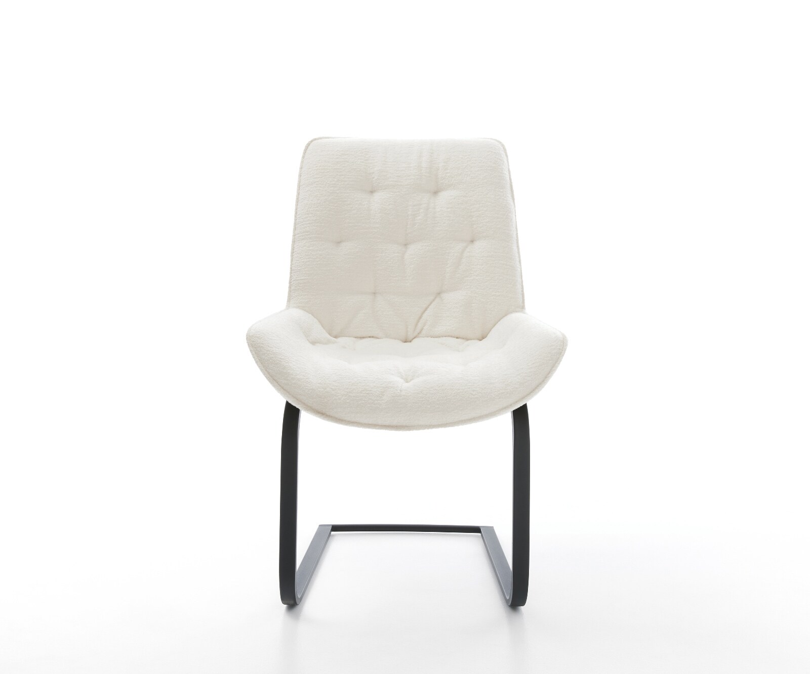 Cantilever Taimi-Flex bouclé doux beige pied cantilever plat noir 2