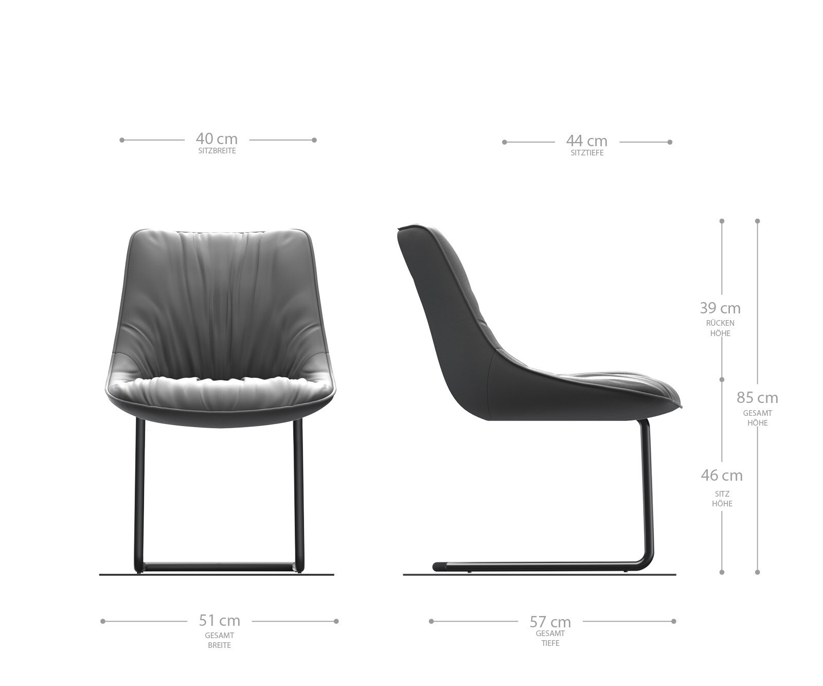Cantilever Elda-Flex tissu texturé anthracite cantilever rond noir 6